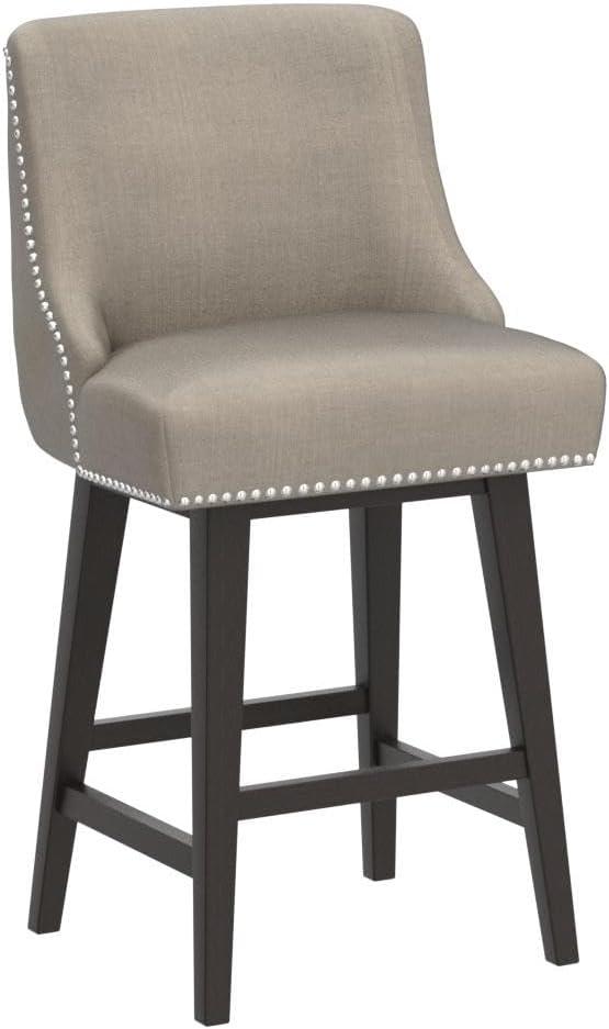 image:imageCHITA Counter Height Swivel Bar Stools Set of 2 FSC Certified Upholstered Counter Stools Modern Swivel Barstools with Wood Legs for Kitchen Island 26 Seat Height Fabric in LinenTan