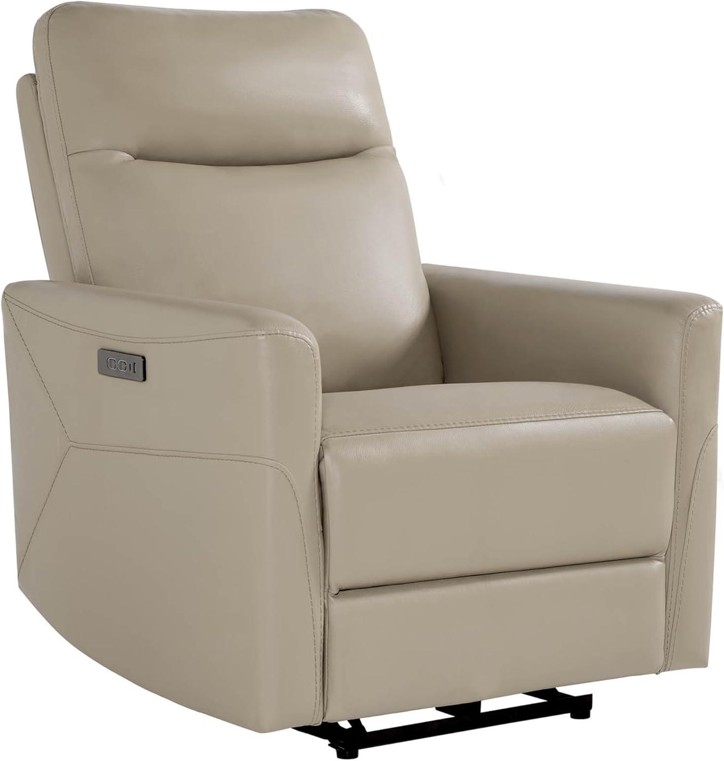 image:imageCHITA Genuine Leather Power Recliner Chair for Adults Electric Wall Hugger Recliner for Small Spaces Modern Living Room and RV Recliner Chair with Adjustable Power Headrest amp Charging Ports BrownGenuine Leather in Latte Tan