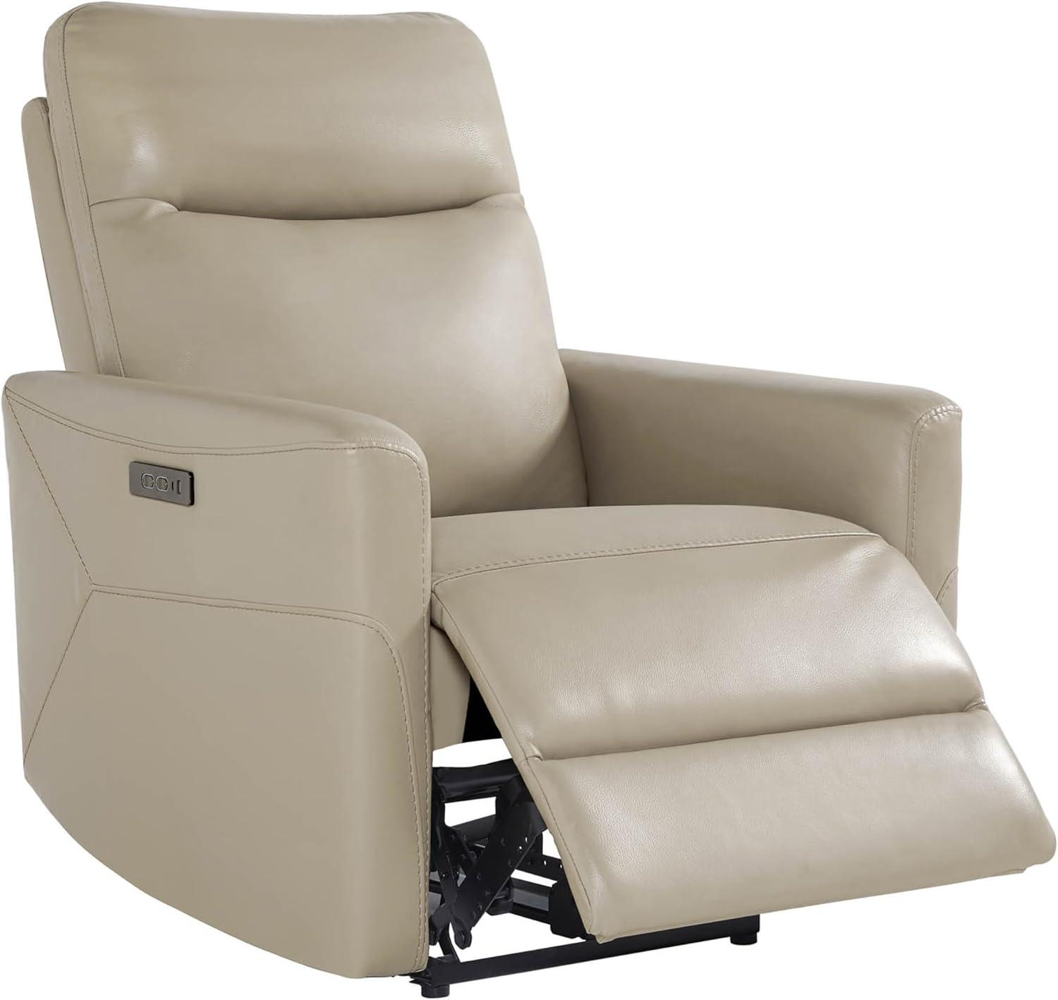 image:imageCHITA Genuine Leather Power Recliner Chair for Adults Electric Wall Hugger Recliner for Small Spaces Modern Living Room and RV Recliner Chair with Adjustable Power Headrest amp Charging Ports BrownGenuine Leather in Latte Tan