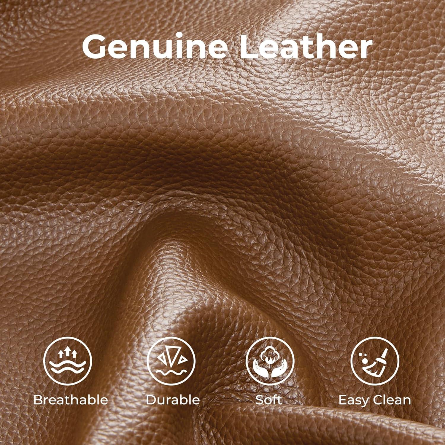 image:imageCHITA Genuine Leather Power Recliner Sofa Wall Hugger Reclining Loveseat with Console Power Headrest Dual Motor Wireless amp USB Charging Ports Recliner Couch for Living Room RV Leather in SaddleSaddle
