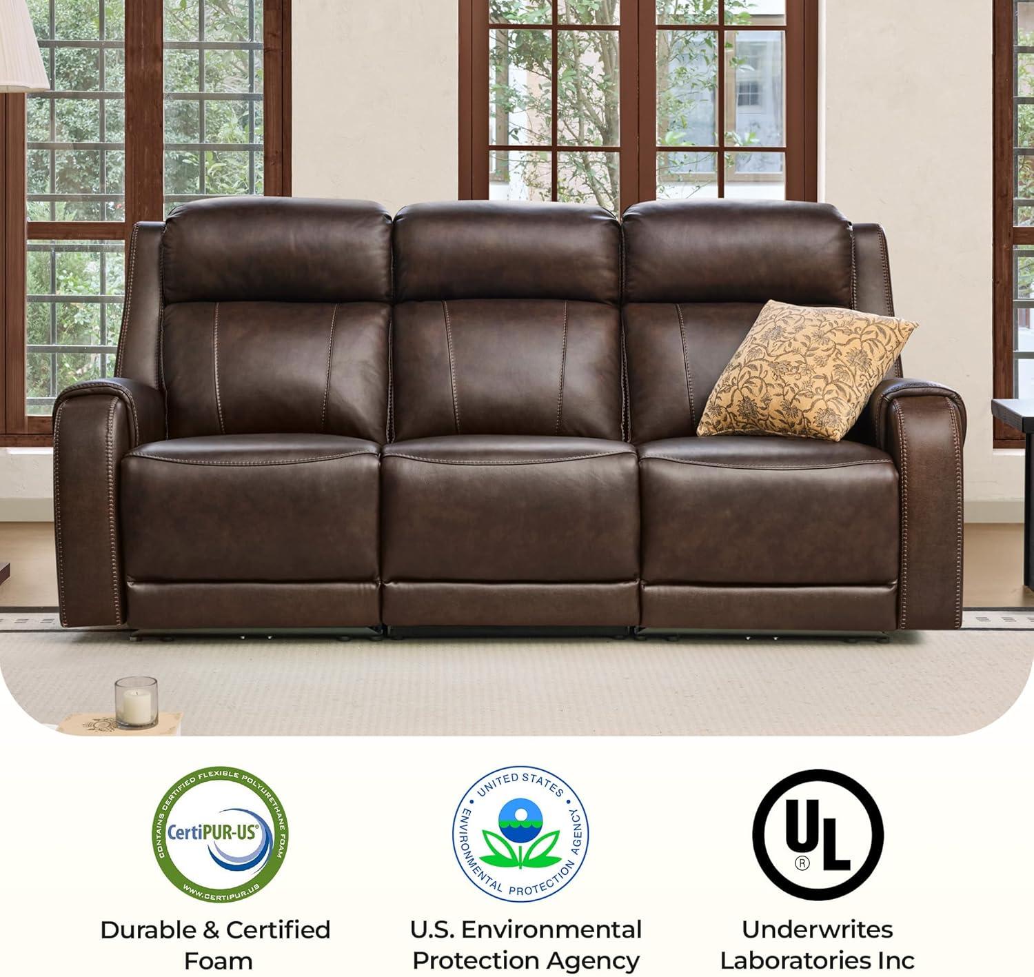 image:imageCHITA Genuine Leather Power Recliner Sofa Wall Hugger Reclining Loveseat with Console Power Headrest Dual Motor Wireless amp USB Charging Ports Recliner Couch for Living Room RV Leather in SaddleBrown