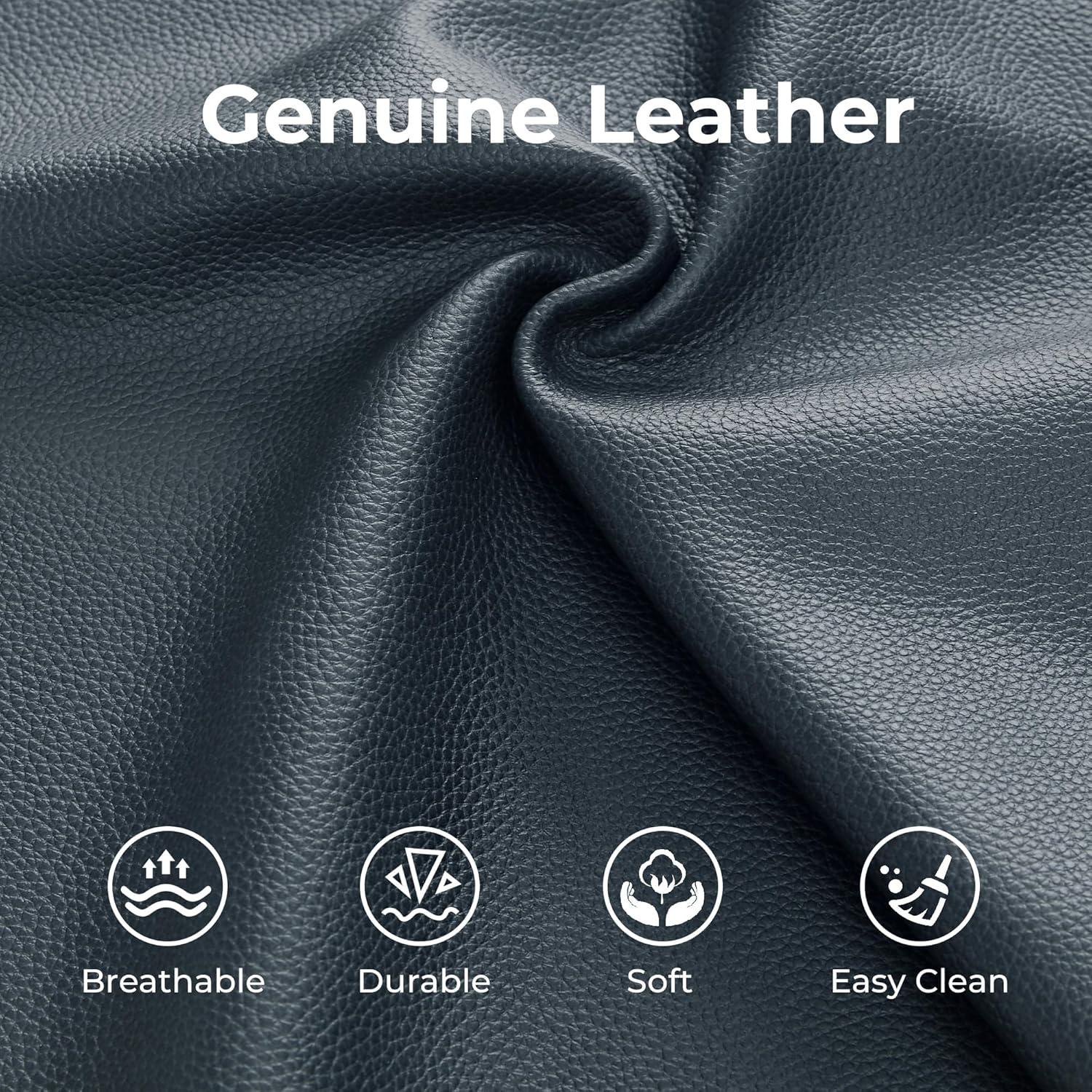 image:imageCHITA Genuine Leather Power Recliner Sofa Wall Hugger Reclining Loveseat with Console Power Headrest Dual Motor Wireless amp USB Charging Ports Recliner Couch for Living Room RV Leather in SaddleNavy