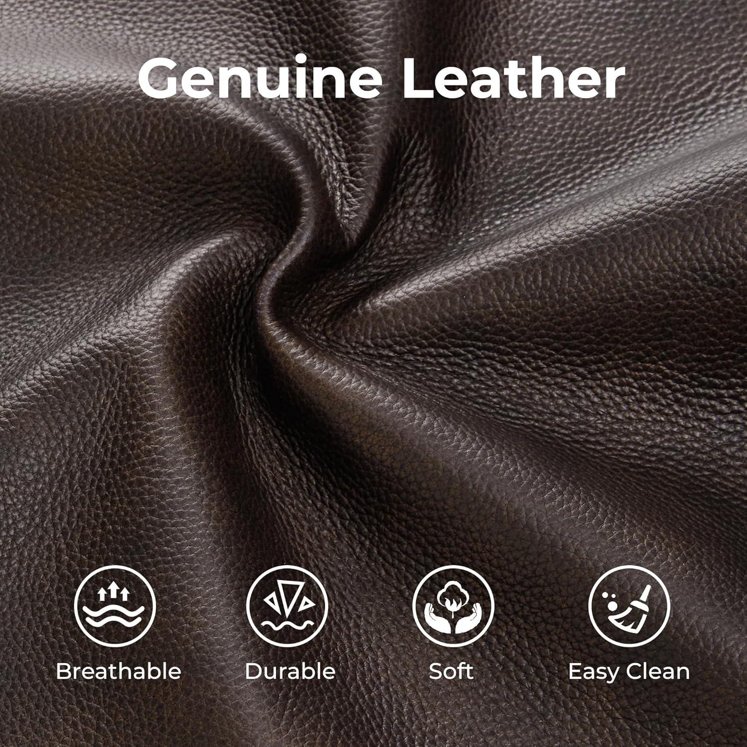 image:imageCHITA Genuine Leather Power Recliner Sofa Wall Hugger Reclining Loveseat with Console Power Headrest Dual Motor Wireless amp USB Charging Ports Recliner Couch for Living Room RV Leather in SaddleBrown