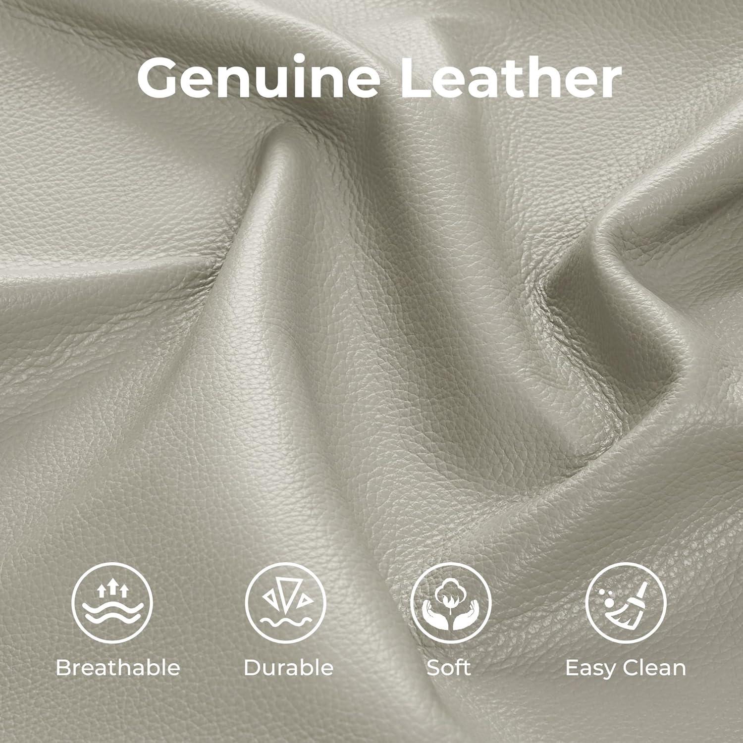 image:imageCHITA Genuine Leather Power Recliner Sofa Wall Hugger Reclining Loveseat with Console Power Headrest Dual Motor Wireless amp USB Charging Ports Recliner Couch for Living Room RV Leather in SaddleLight Gray