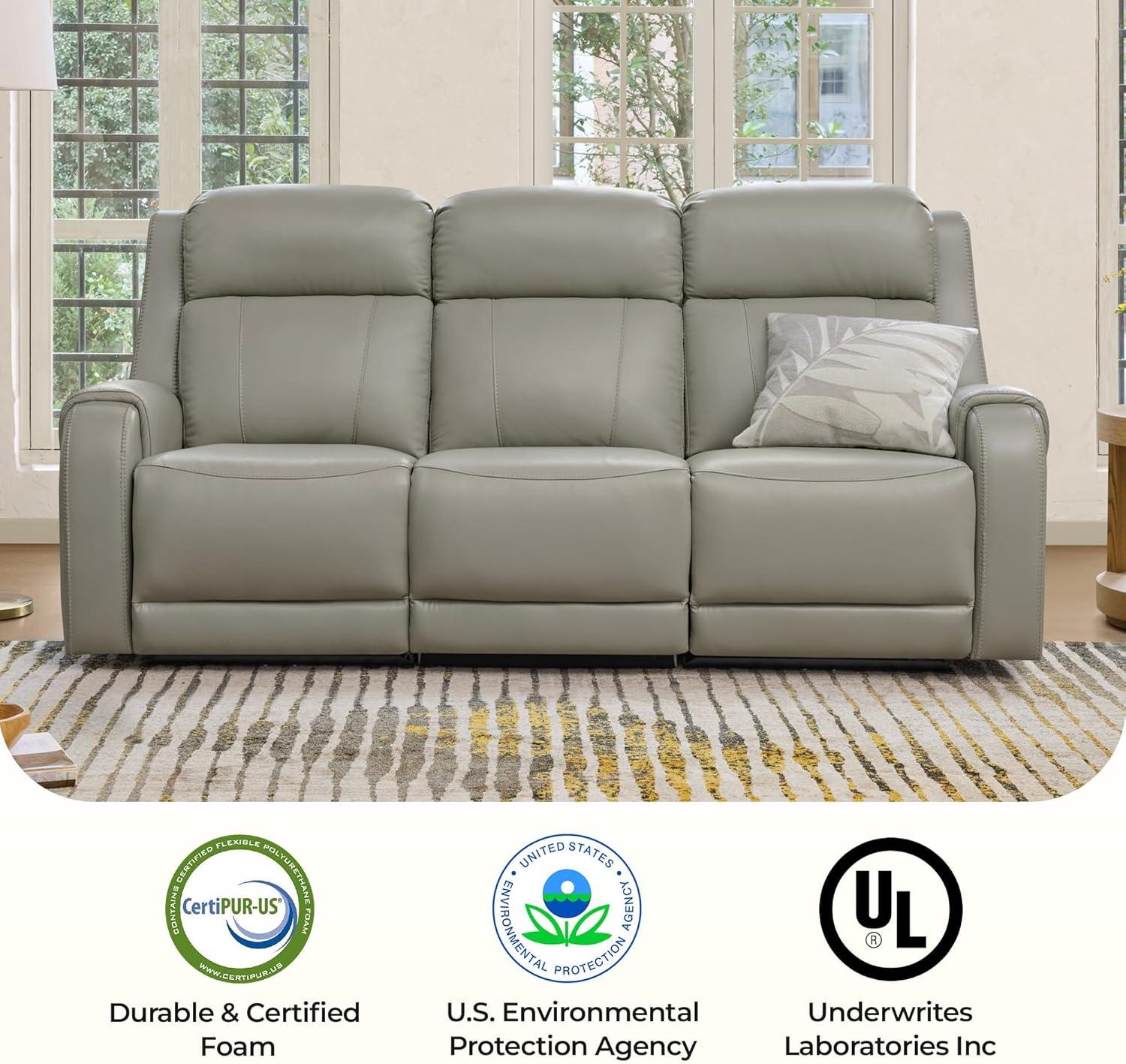 image:imageCHITA Genuine Leather Power Recliner Sofa Wall Hugger Reclining Loveseat with Console Power Headrest Dual Motor Wireless amp USB Charging Ports Recliner Couch for Living Room RV Leather in SaddleLight Gray