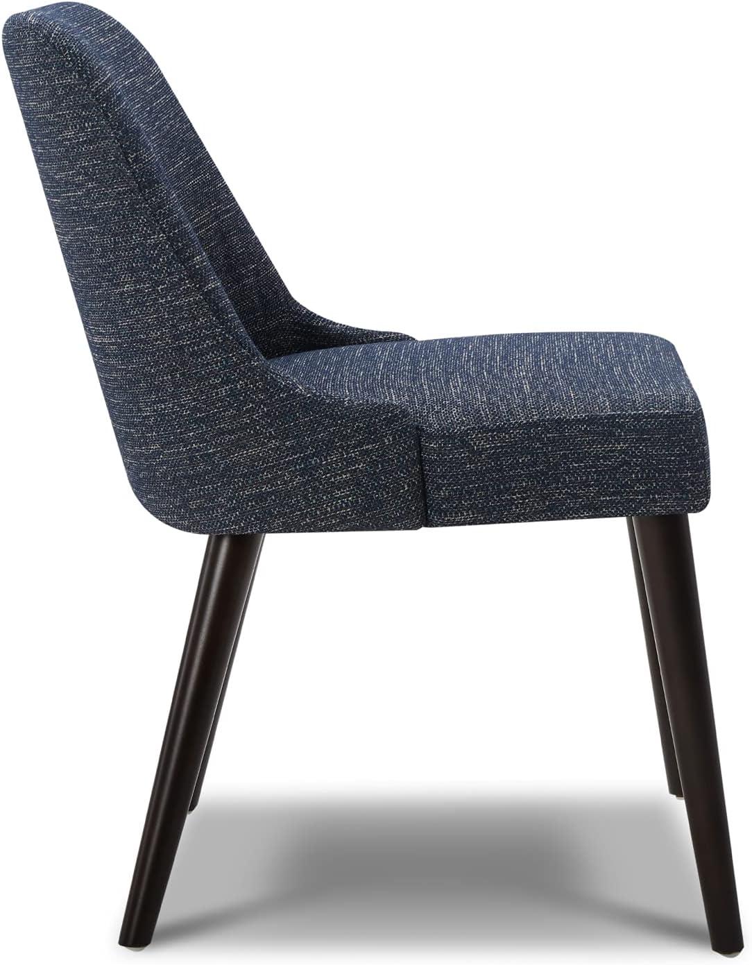 image:imageCHITA MidCentury Modern Dining Chair Upholstered Fabric Accent Chair for Dining Room Set of 2 Flax Beige in FabricDark Blue in Fabric