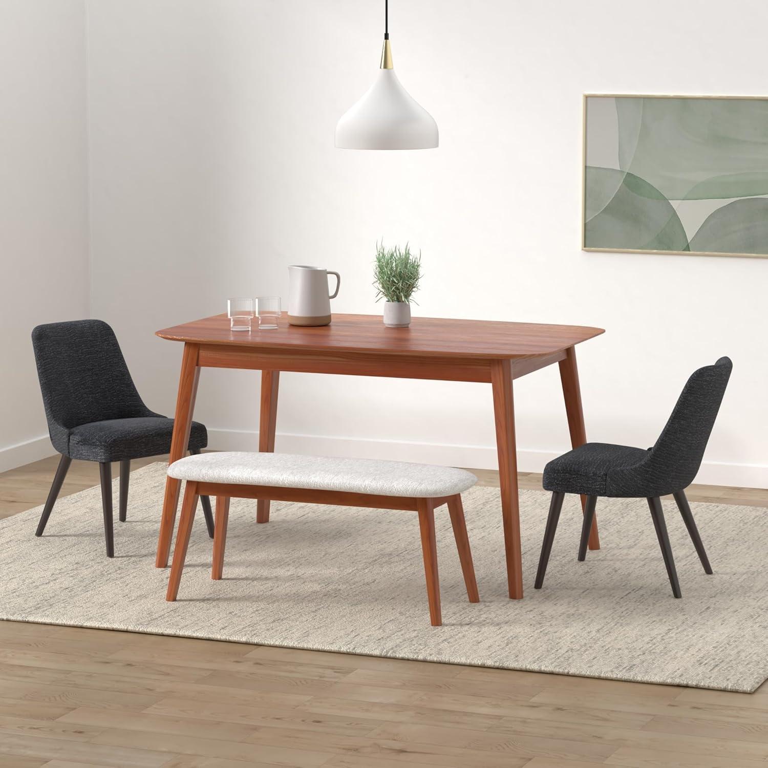 image:imageCHITA MidCentury Modern Dining Chair Upholstered Fabric Accent Chair for Dining Room Set of 2 Flax Beige in FabricDark Blue in Fabric