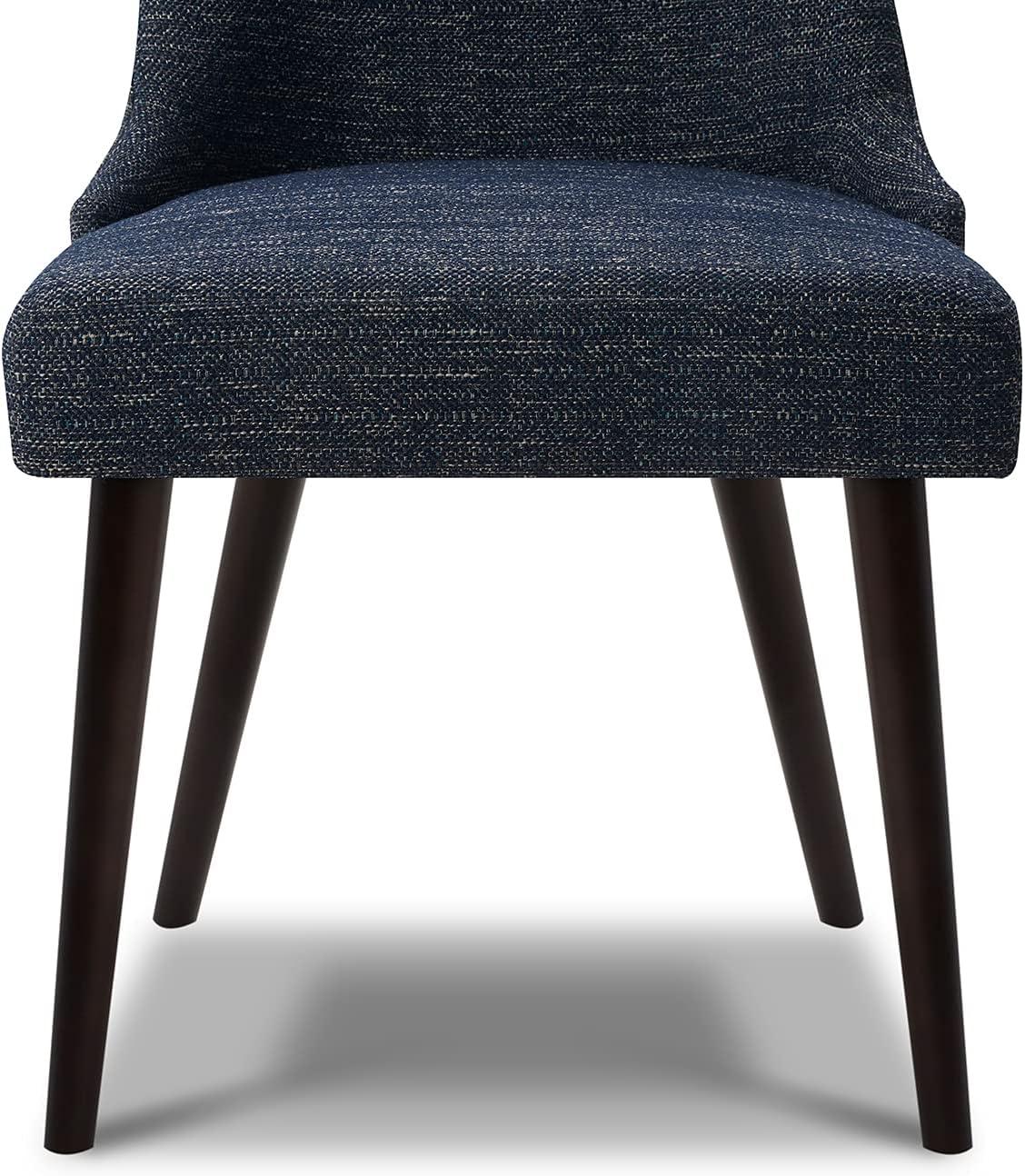 image:imageCHITA MidCentury Modern Dining Chair Upholstered Fabric Accent Chair for Dining Room Set of 2 Flax Beige in FabricDark Blue in Fabric