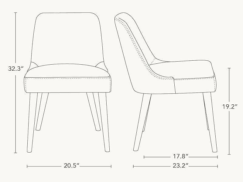 image:imageCHITA MidCentury Modern Dining Chair Upholstered Fabric Accent Chair for Dining Room Set of 2 Flax Beige in FabricFlax Beige in Fabric