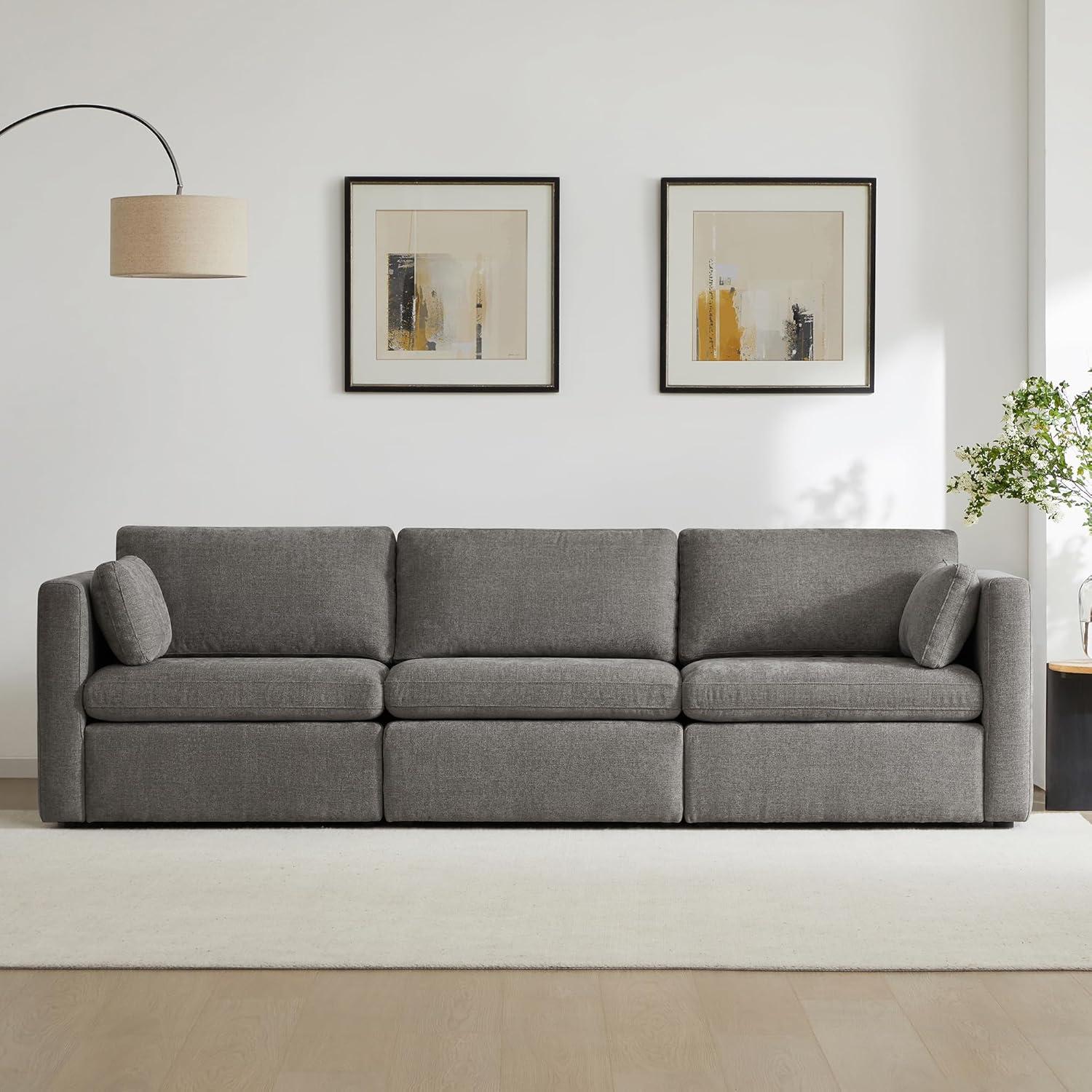 image:imageCHITA Oversized Modular Sectional Sofa FSC Certified L Shaped Couch Reversible Chaise Modular Sectional Couch for Living Room112 inch Width 4 Seat Modular Sofa with Storage Ottoman Moss GreenGrey