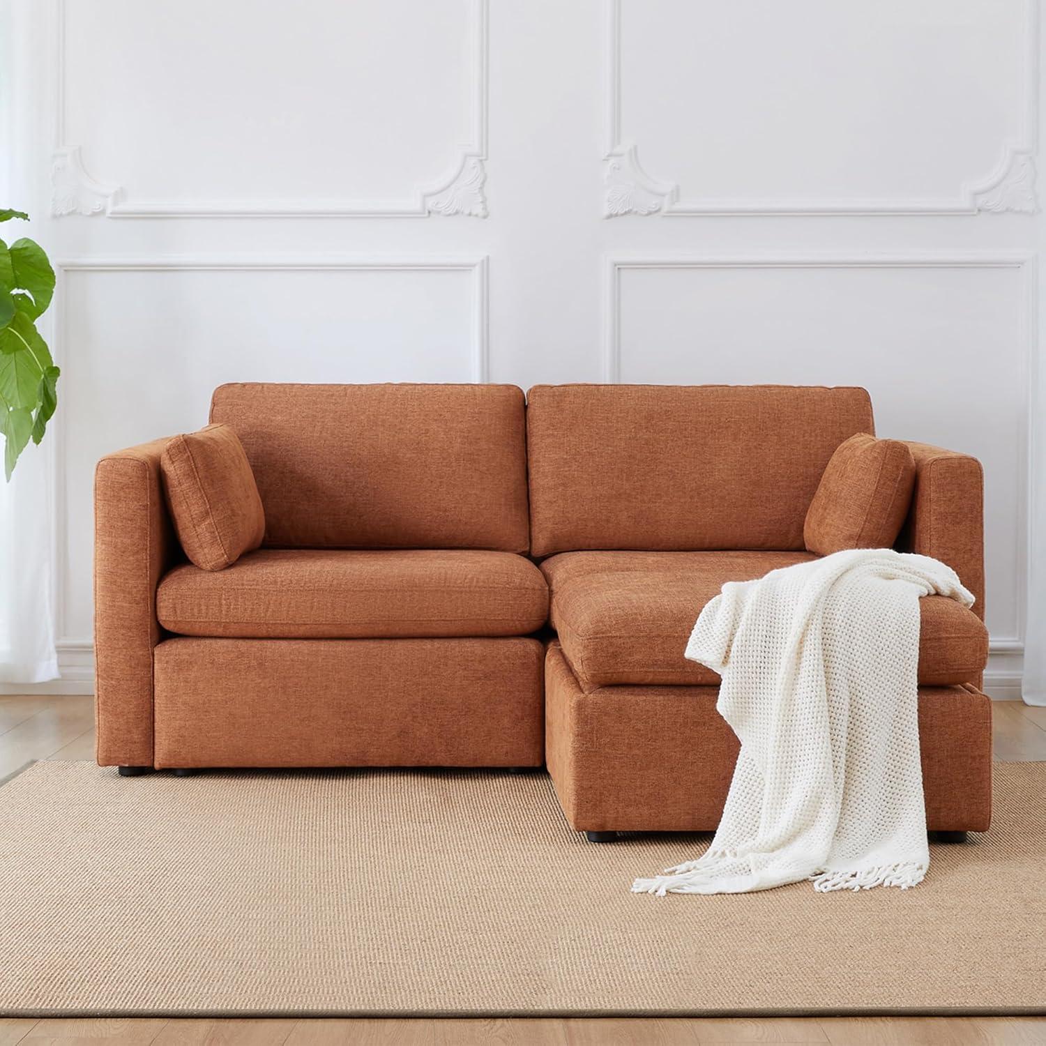 image:imageCHITA Oversized Modular Sectional Sofa FSC Certified L Shaped Couch Reversible Chaise Modular Sectional Couch for Living Room112 inch Width 4 Seat Modular Sofa with Storage Ottoman Moss GreenTerracotta