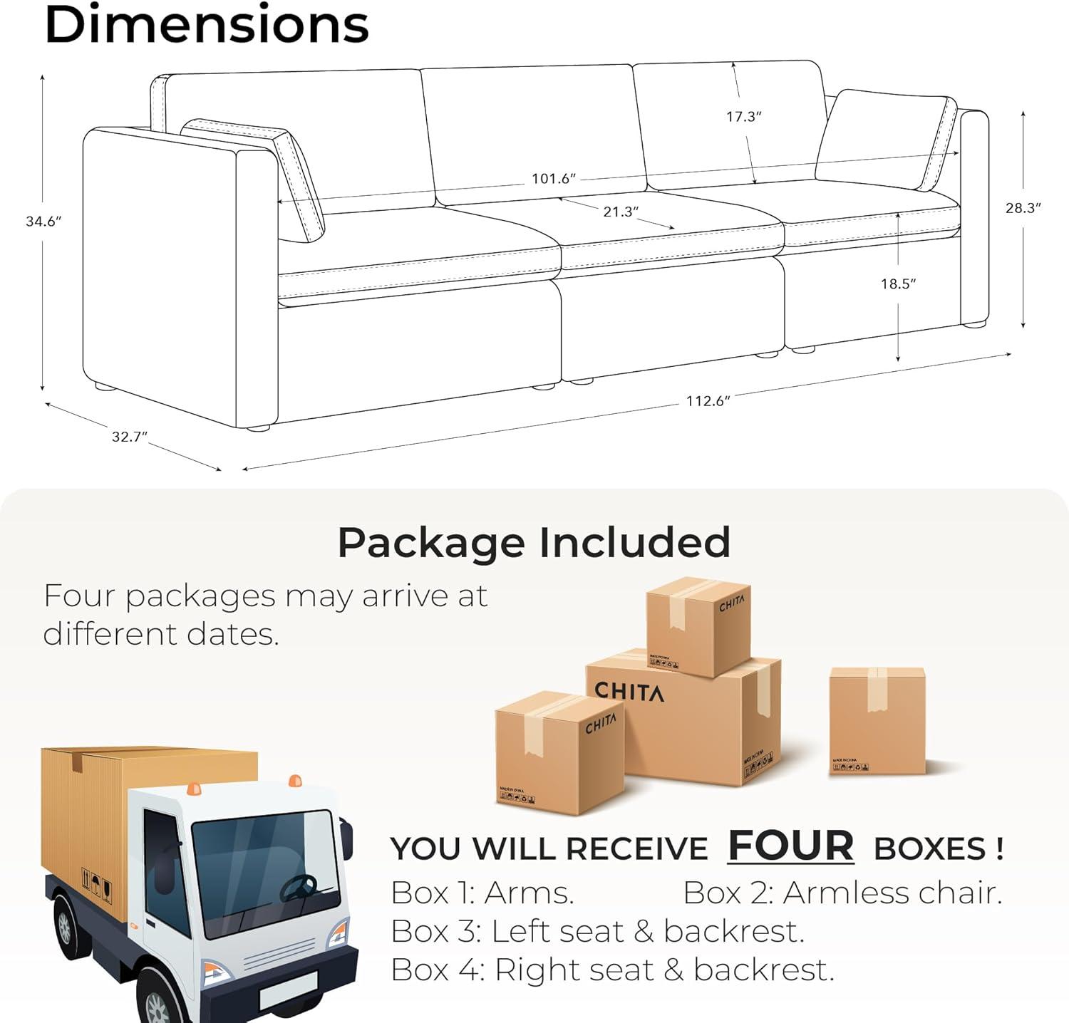 image:imageCHITA Oversized Modular Sectional Sofa FSC Certified L Shaped Couch Reversible Chaise Modular Sectional Couch for Living Room112 inch Width 4 Seat Modular Sofa with Storage Ottoman Moss GreenTerracotta