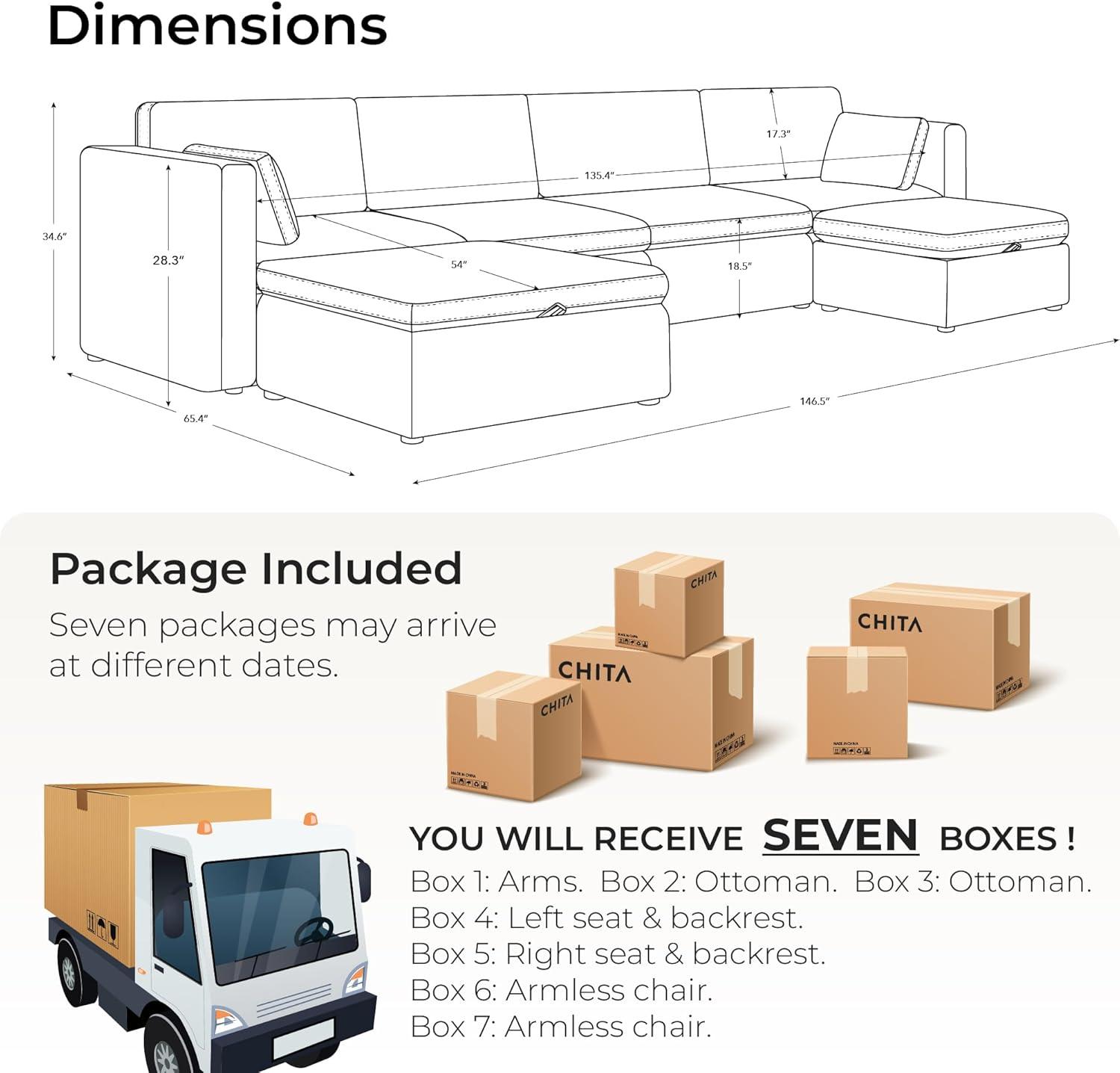image:imageCHITA Oversized Modular Sectional Sofa FSC Certified L Shaped Couch Reversible Chaise Modular Sectional Couch for Living Room112 inch Width 4 Seat Modular Sofa with Storage Ottoman Moss GreenTerracotta