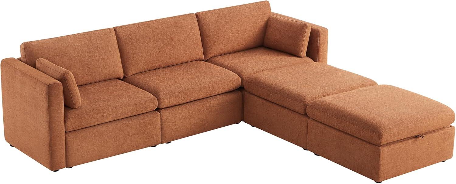 image:imageCHITA Oversized Modular Sectional Sofa FSC Certified L Shaped Couch Reversible Chaise Modular Sectional Couch for Living Room112 inch Width 4 Seat Modular Sofa with Storage Ottoman Moss GreenTerracotta