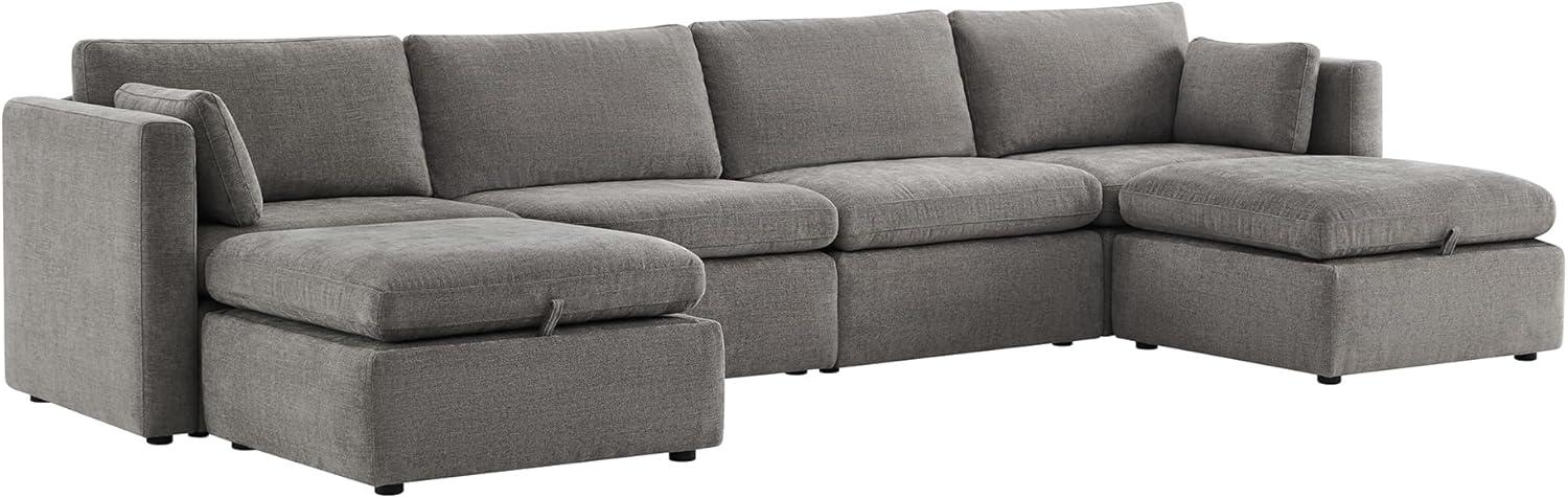 image:imageCHITA Oversized Modular Sectional Sofa FSC Certified L Shaped Couch Reversible Chaise Modular Sectional Couch for Living Room112 inch Width 4 Seat Modular Sofa with Storage Ottoman Moss GreenGrey
