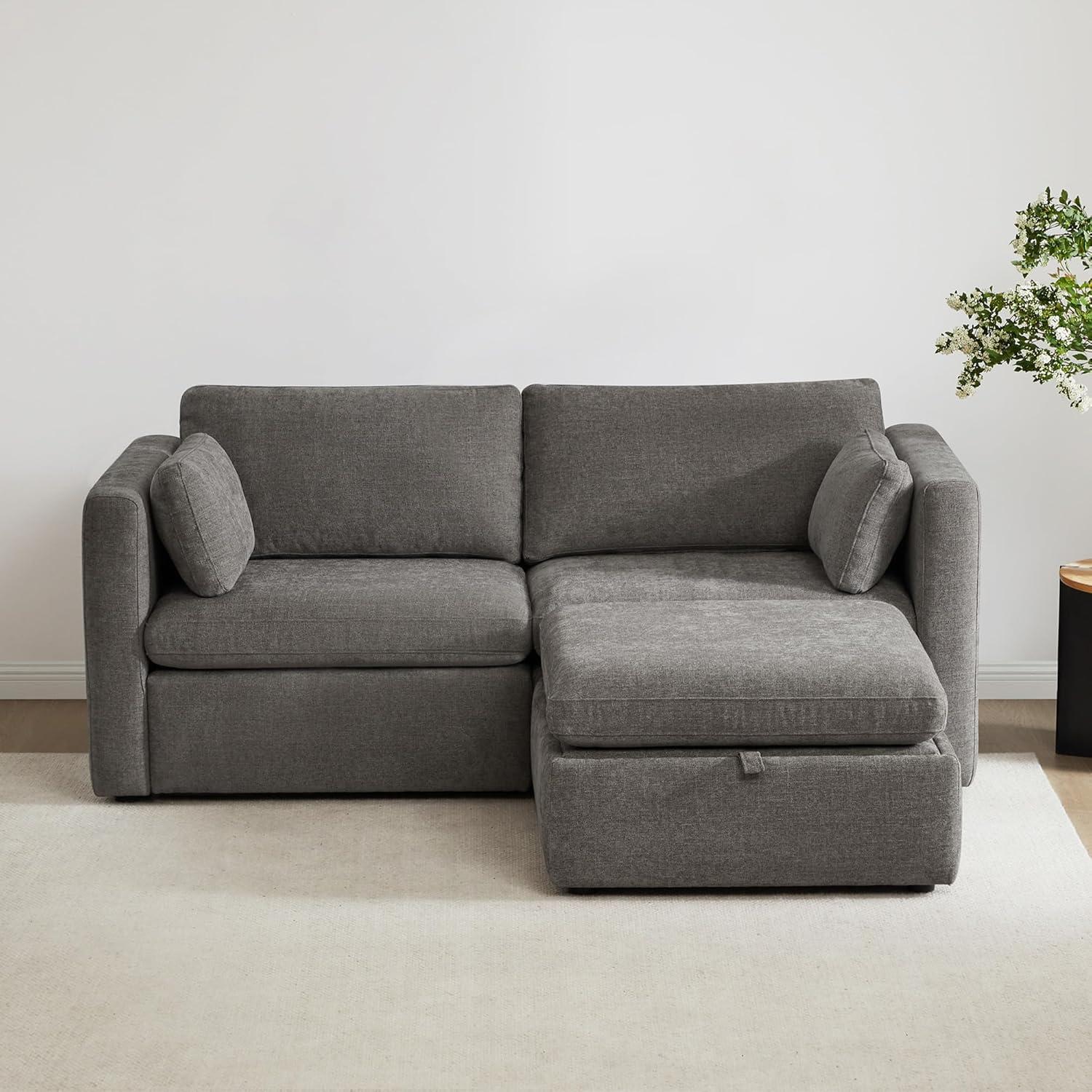 image:imageCHITA Oversized Modular Sectional Sofa FSC Certified L Shaped Couch Reversible Chaise Modular Sectional Couch for Living Room112 inch Width 4 Seat Modular Sofa with Storage Ottoman Moss GreenGrey