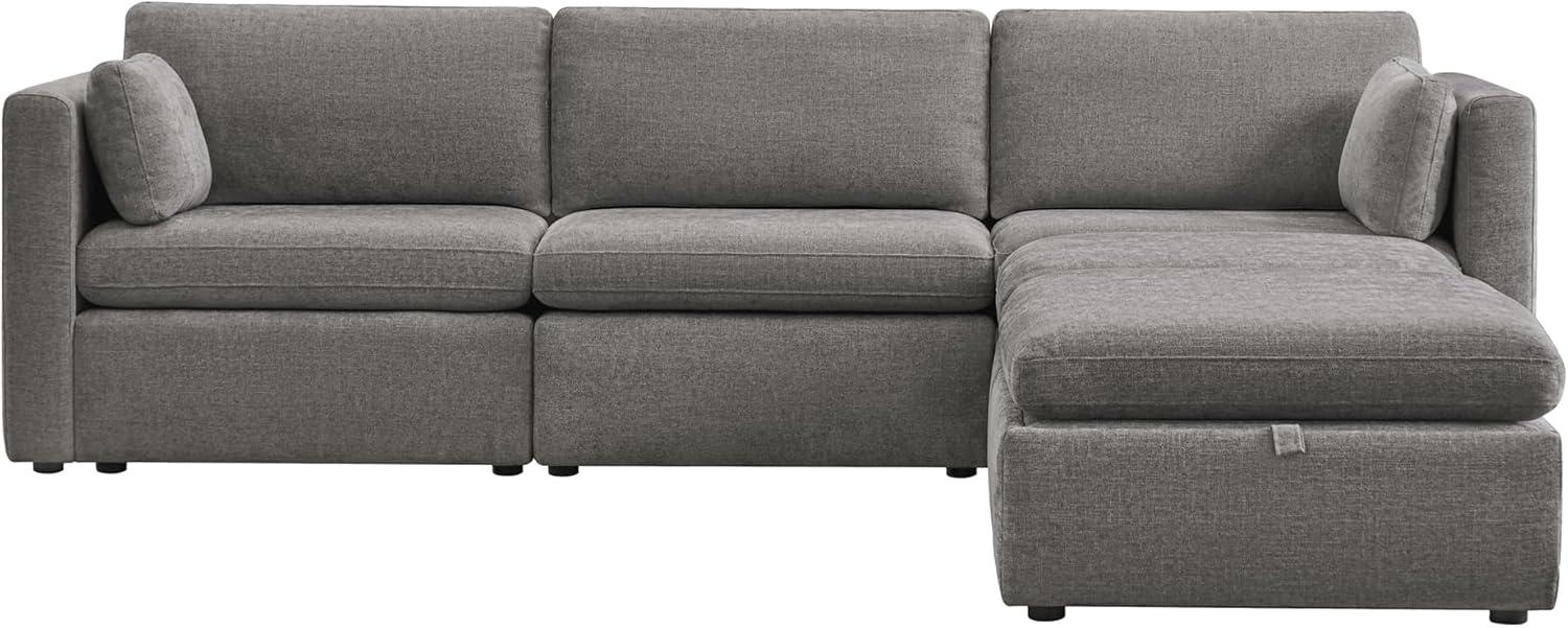 image:imageCHITA Oversized Modular Sectional Sofa FSC Certified L Shaped Couch Reversible Chaise Modular Sectional Couch for Living Room112 inch Width 4 Seat Modular Sofa with Storage Ottoman Moss GreenGrey