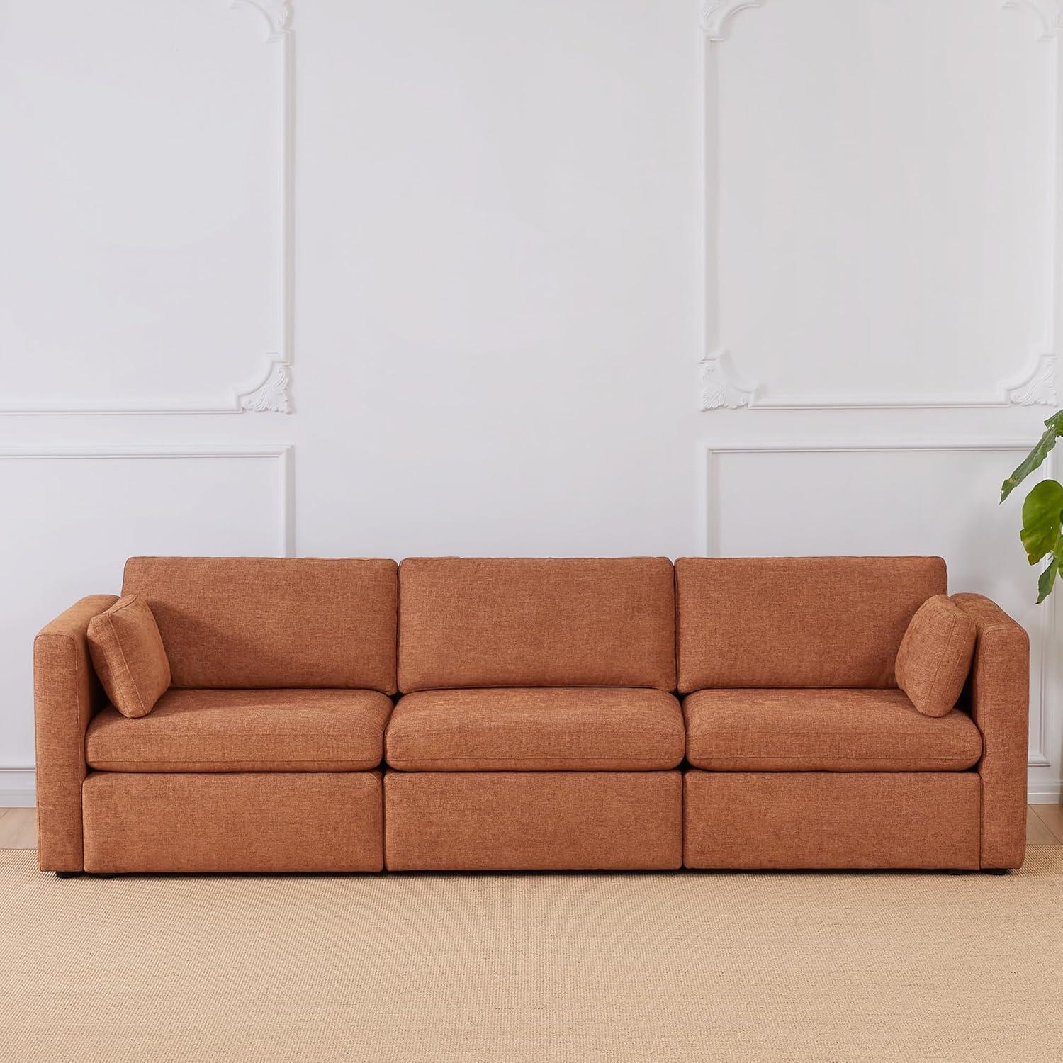 image:imageCHITA Oversized Modular Sectional Sofa FSC Certified L Shaped Couch Reversible Chaise Modular Sectional Couch for Living Room112 inch Width 4 Seat Modular Sofa with Storage Ottoman Moss GreenTerracotta