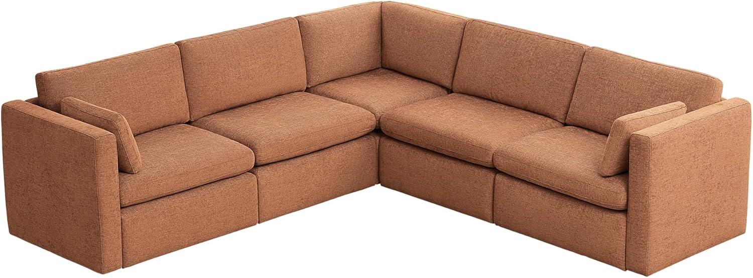 image:imageCHITA Oversized Modular Sectional Sofa FSC Certified L Shaped Couch Reversible Chaise Modular Sectional Couch for Living Room112 inch Width 4 Seat Modular Sofa with Storage Ottoman Moss GreenTerracotta