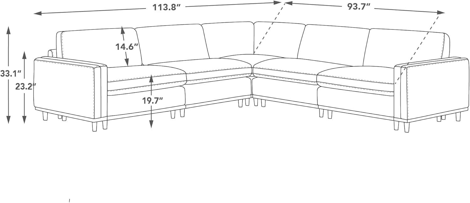 image:imageCHITA Super Large Luxury L Shape Convertible Sectional Modular Sofa Down Filled Modern Sofa with Ottoman Deep Seat Cloud Couch 118 inch Width 4 Seat Couch with Solid Wood Leg LinenGrey