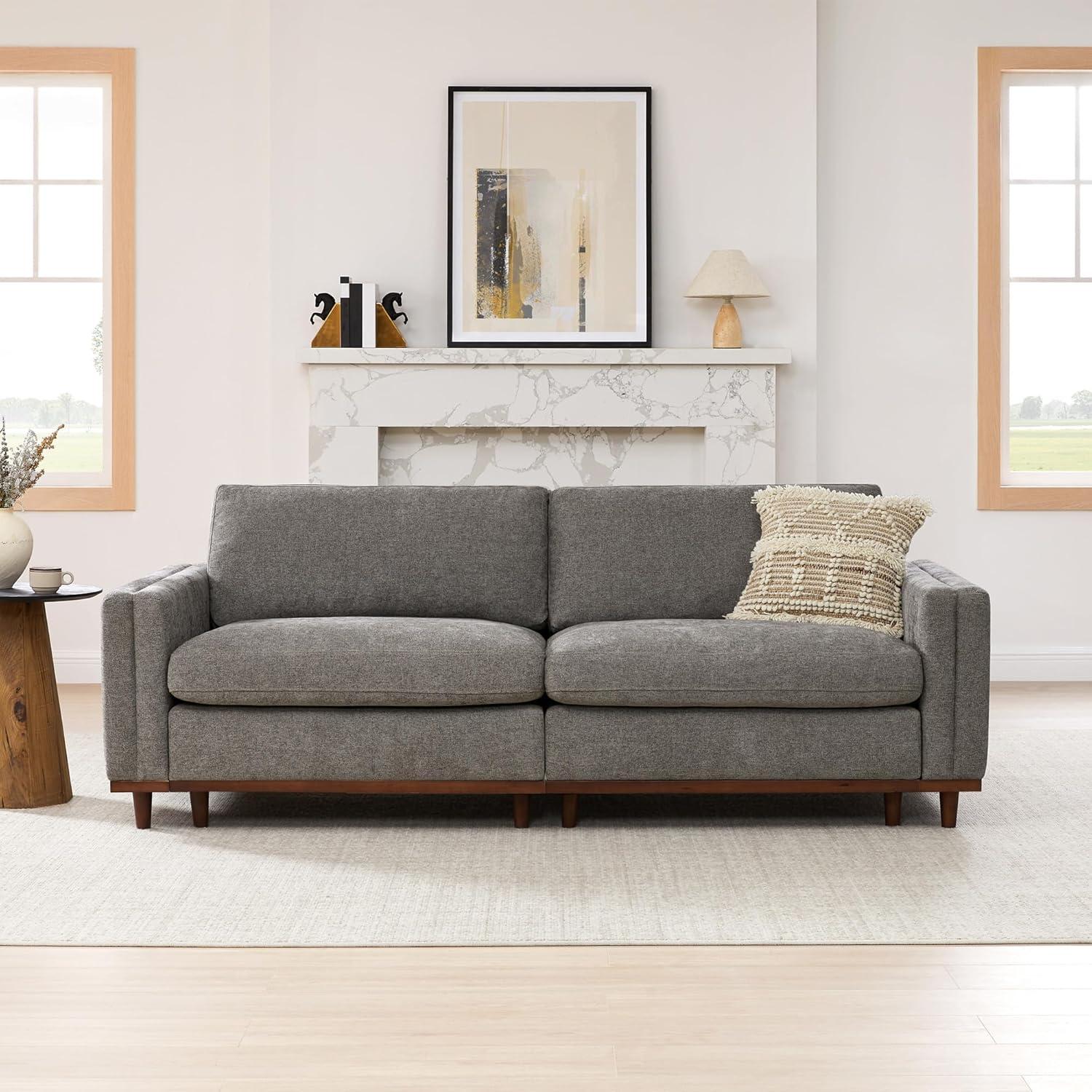 image:imageCHITA Super Large Luxury L Shape Convertible Sectional Modular Sofa Down Filled Modern Sofa with Ottoman Deep Seat Cloud Couch 118 inch Width 4 Seat Couch with Solid Wood Leg LinenGrey
