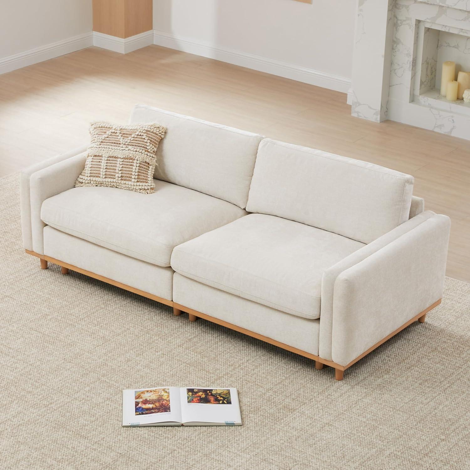image:imageCHITA Super Large Luxury L Shape Convertible Sectional Modular Sofa Down Filled Modern Sofa with Ottoman Deep Seat Cloud Couch 118 inch Width 4 Seat Couch with Solid Wood Leg LinenLinen