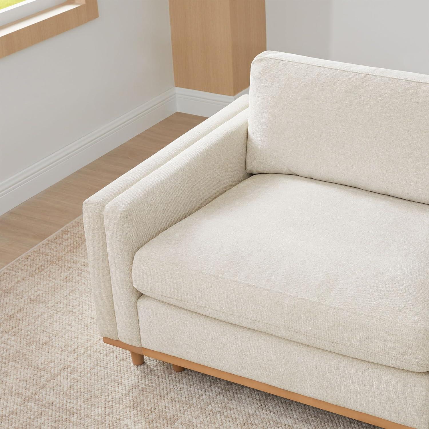 image:imageCHITA Super Large Luxury L Shape Convertible Sectional Modular Sofa Down Filled Modern Sofa with Ottoman Deep Seat Cloud Couch 118 inch Width 4 Seat Couch with Solid Wood Leg LinenLinen