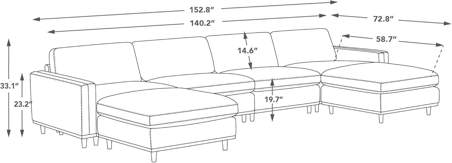 image:imageCHITA Super Large Luxury L Shape Convertible Sectional Modular Sofa Down Filled Modern Sofa with Ottoman Deep Seat Cloud Couch 118 inch Width 4 Seat Couch with Solid Wood Leg LinenLinen