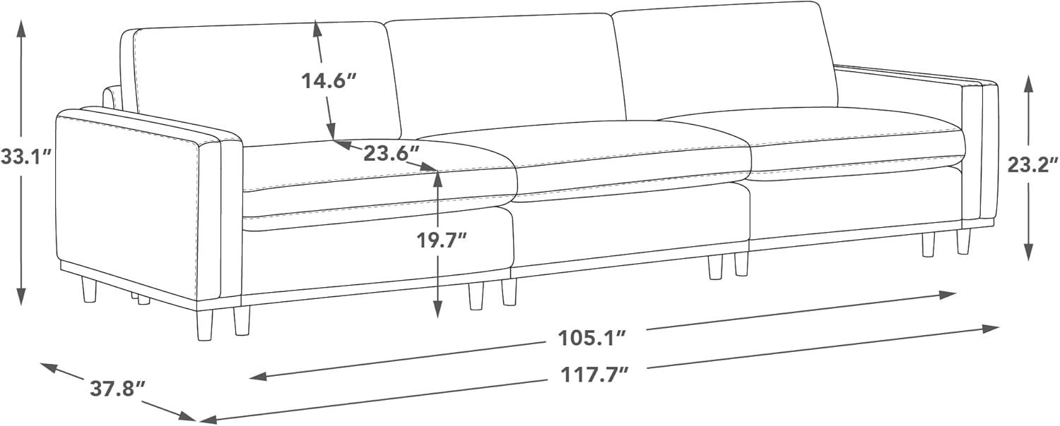 image:imageCHITA Super Large Luxury L Shape Convertible Sectional Modular Sofa Down Filled Modern Sofa with Ottoman Deep Seat Cloud Couch 118 inch Width 4 Seat Couch with Solid Wood Leg LinenGrey