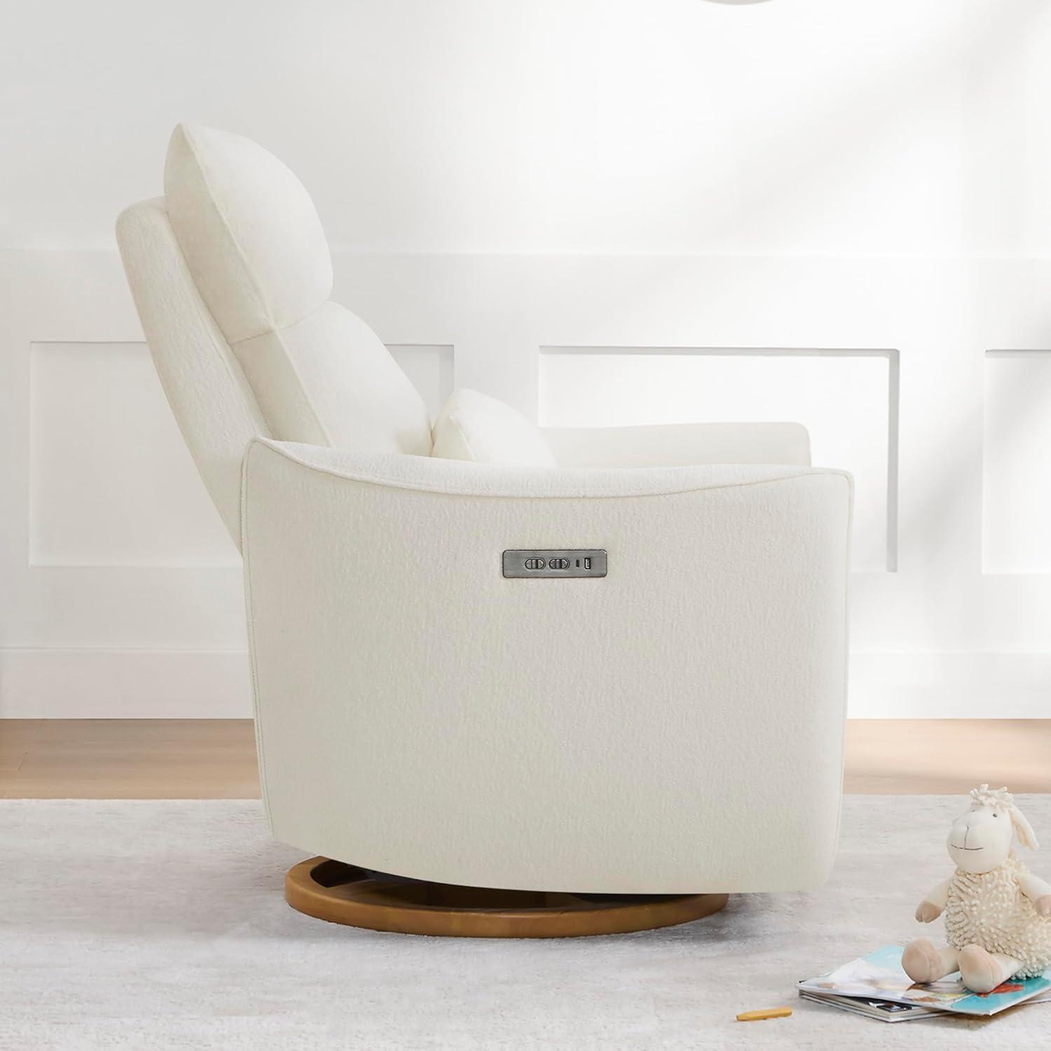 image:imageCHITA Swivel Rocker Recliner Chair Power Nursery Glider Recliner Nursery Rocking Chair with Adjustable Power Headrest FSC Certified Solid Wood Base Moss GreenCream