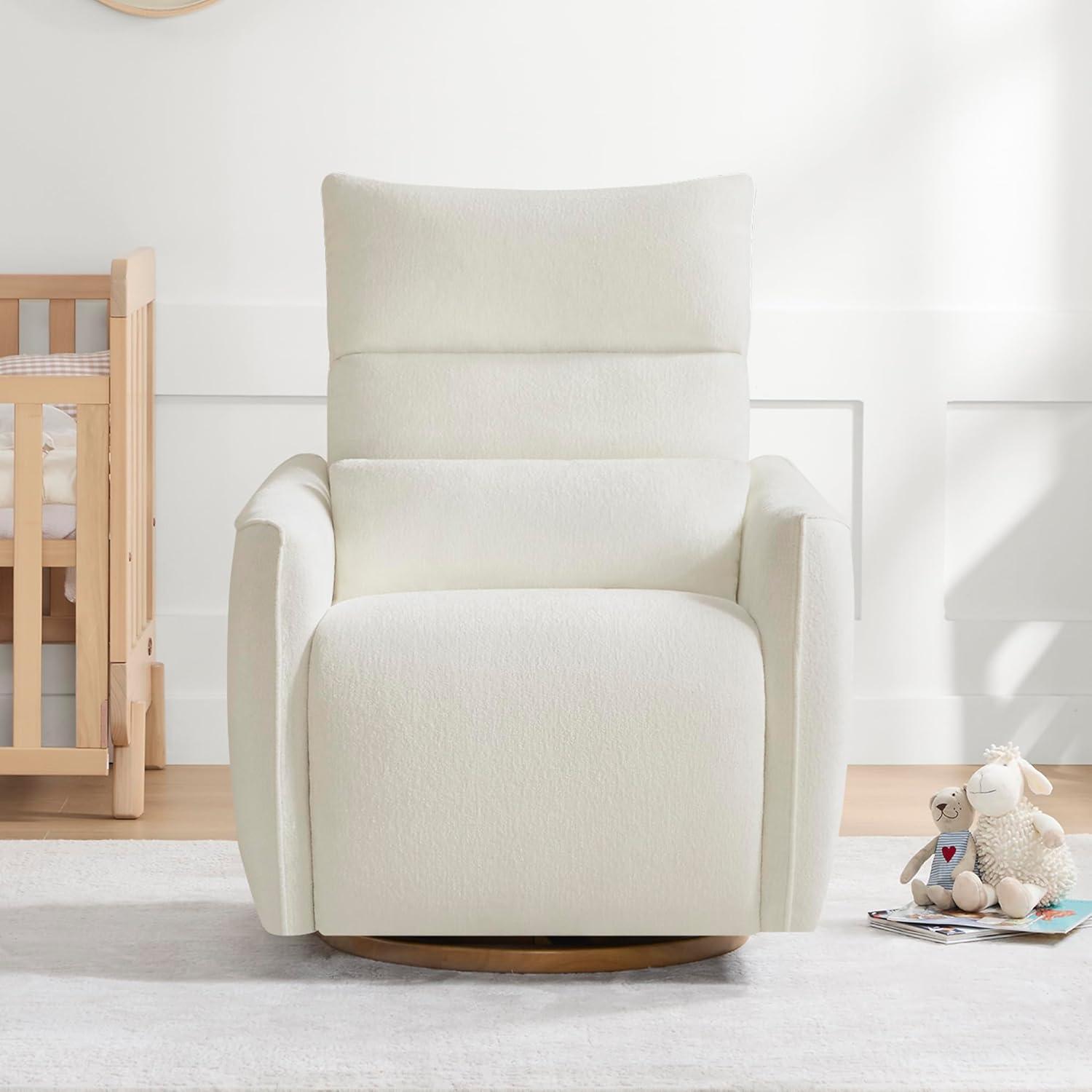 image:imageCHITA Swivel Rocker Recliner Chair Power Nursery Glider Recliner Nursery Rocking Chair with Adjustable Power Headrest FSC Certified Solid Wood Base Moss GreenCream