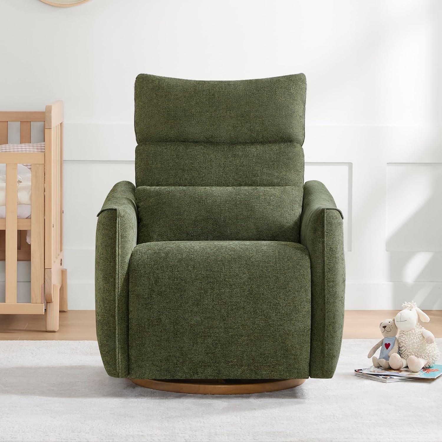 image:imageCHITA Swivel Rocker Recliner Chair Power Nursery Glider Recliner Nursery Rocking Chair with Adjustable Power Headrest FSC Certified Solid Wood Base Moss GreenMoss Green