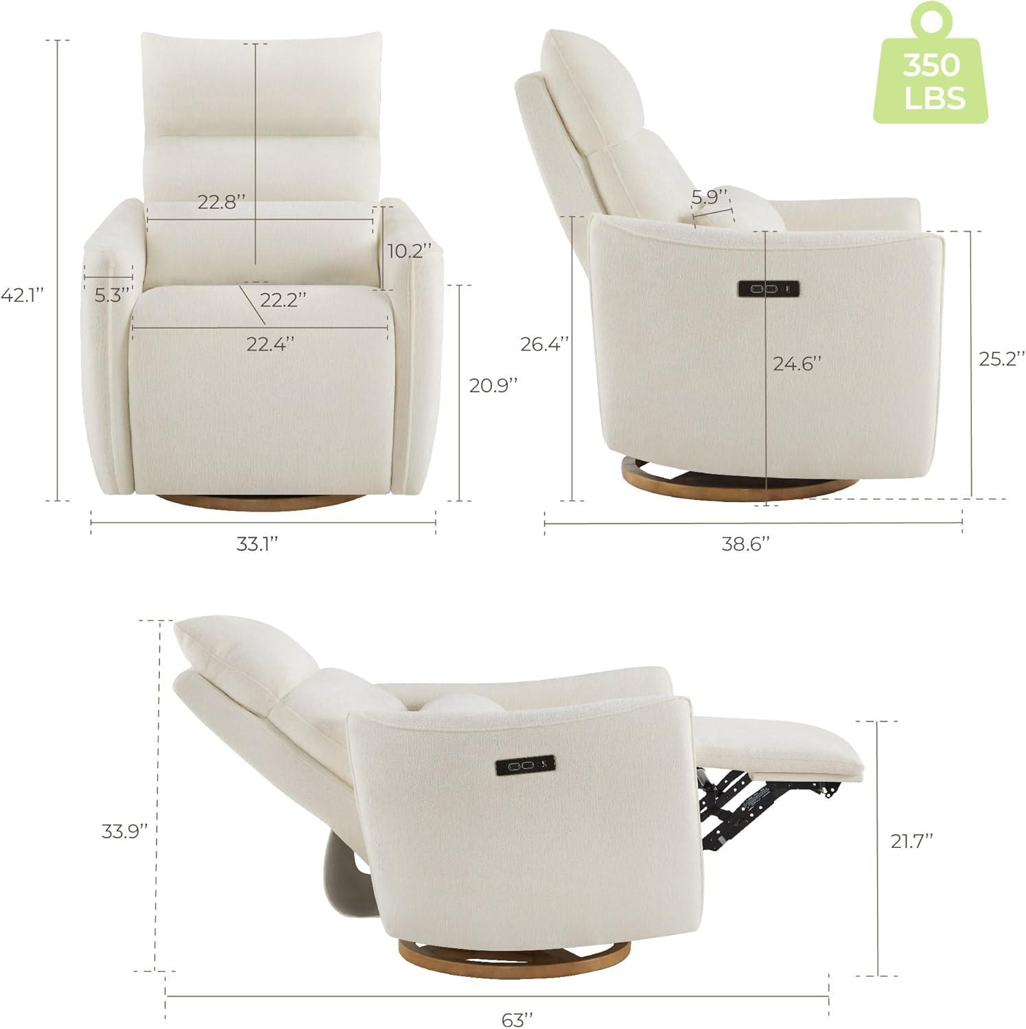 image:imageCHITA Swivel Rocker Recliner Chair Power Nursery Glider Recliner Nursery Rocking Chair with Adjustable Power Headrest FSC Certified Solid Wood Base Moss GreenCream