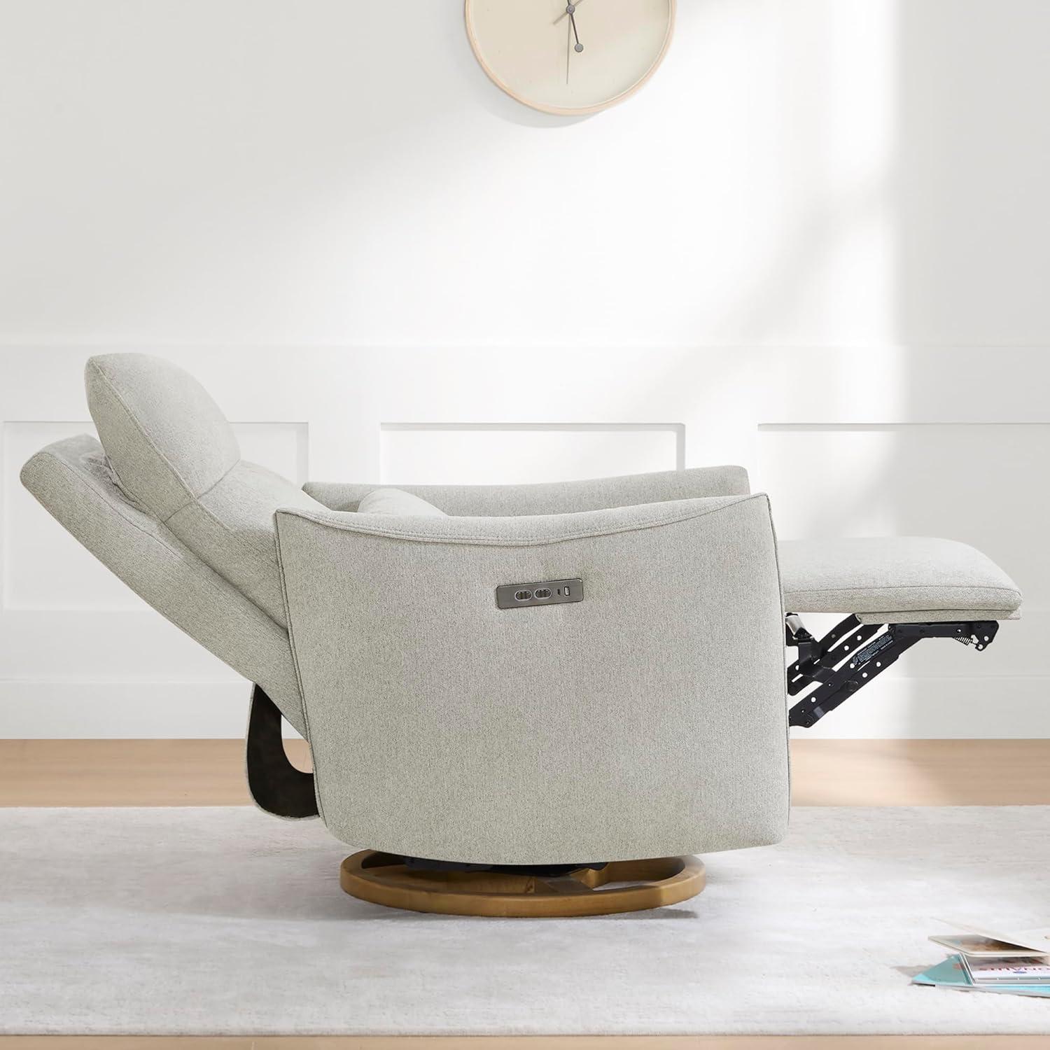 image:imageCHITA Swivel Rocker Recliner Chair Power Nursery Glider Recliner Nursery Rocking Chair with Adjustable Power Headrest FSC Certified Solid Wood Base Moss GreenCrockery Gray