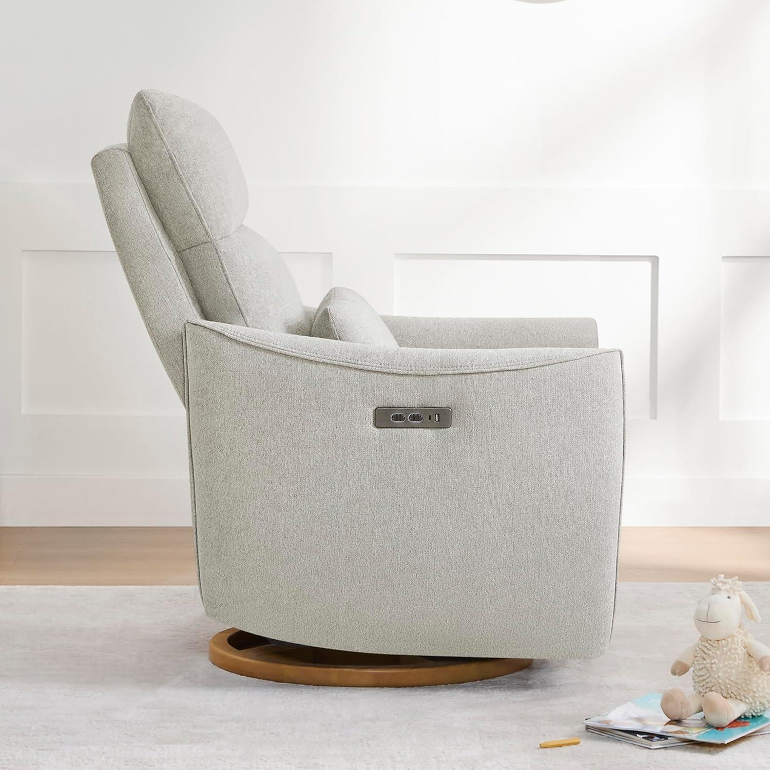 image:imageCHITA Swivel Rocker Recliner Chair Power Nursery Glider Recliner Nursery Rocking Chair with Adjustable Power Headrest FSC Certified Solid Wood Base Moss GreenCrockery Gray
