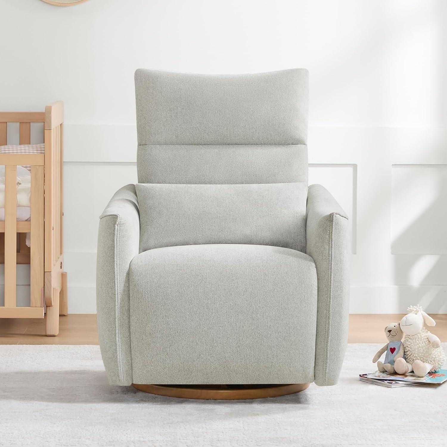 image:imageCHITA Swivel Rocker Recliner Chair Power Nursery Glider Recliner Nursery Rocking Chair with Adjustable Power Headrest FSC Certified Solid Wood Base Moss GreenCrockery Gray