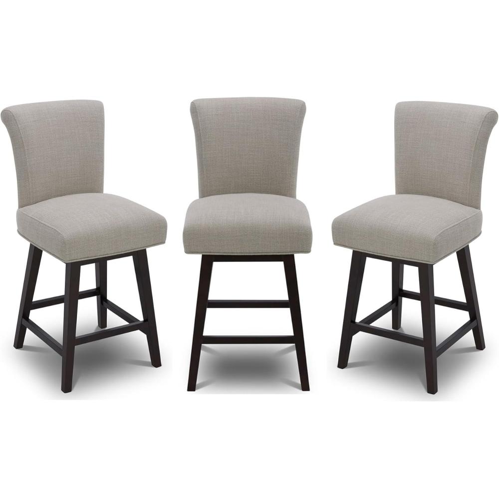 image:imageCHITA 26 Inch Counter Height Swivel Bar Stools Set of 2 FSC Certified Modern Upholstered Faux Leather Swivel Barstool Chair with Back Creamy GreyFlax Beige