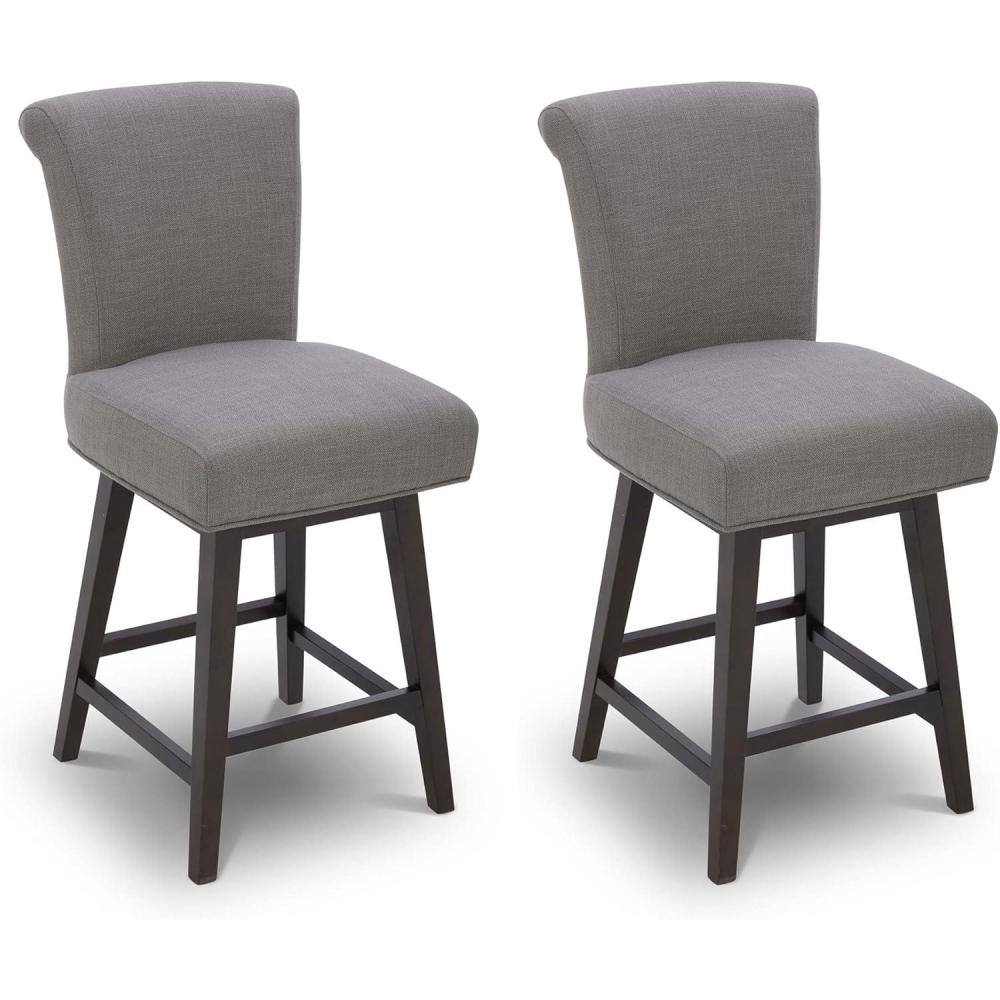 image:imageCHITA 26 Inch Counter Height Swivel Bar Stools Set of 2 FSC Certified Modern Upholstered Faux Leather Swivel Barstool Chair with Back Creamy GreyFlint