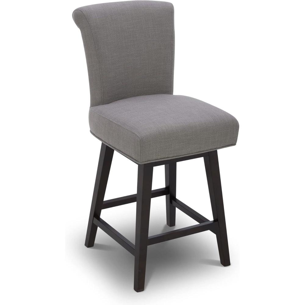 image:imageCHITA 26 Inch Counter Height Swivel Bar Stools Set of 2 FSC Certified Modern Upholstered Faux Leather Swivel Barstool Chair with Back Creamy GreyFlint Grey Performance Fabric