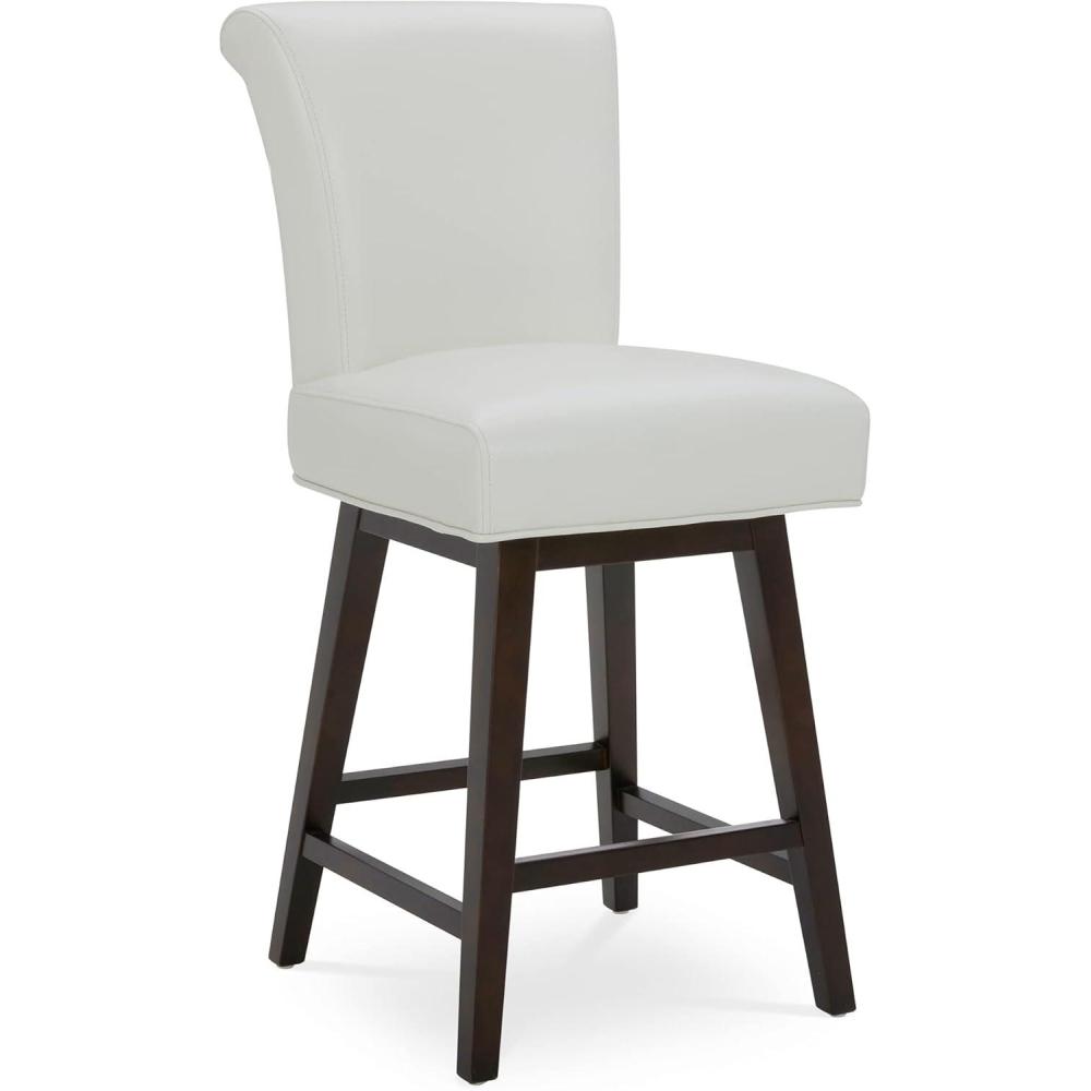 image:imageCHITA 26 Inch Counter Height Swivel Bar Stools Set of 2 FSC Certified Modern Upholstered Faux Leather Swivel Barstool Chair with Back Creamy GreyWhite
