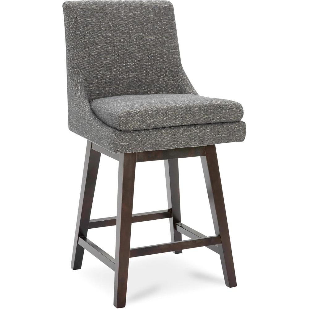 image:imageCHITA Counter Height Swivel Barstool with Back Set of 2 FSC Certified Upholstered Faux Leather Swivel Bar Stool 268 H Seat Height PU Leather in Retro BrownFabric in Fog