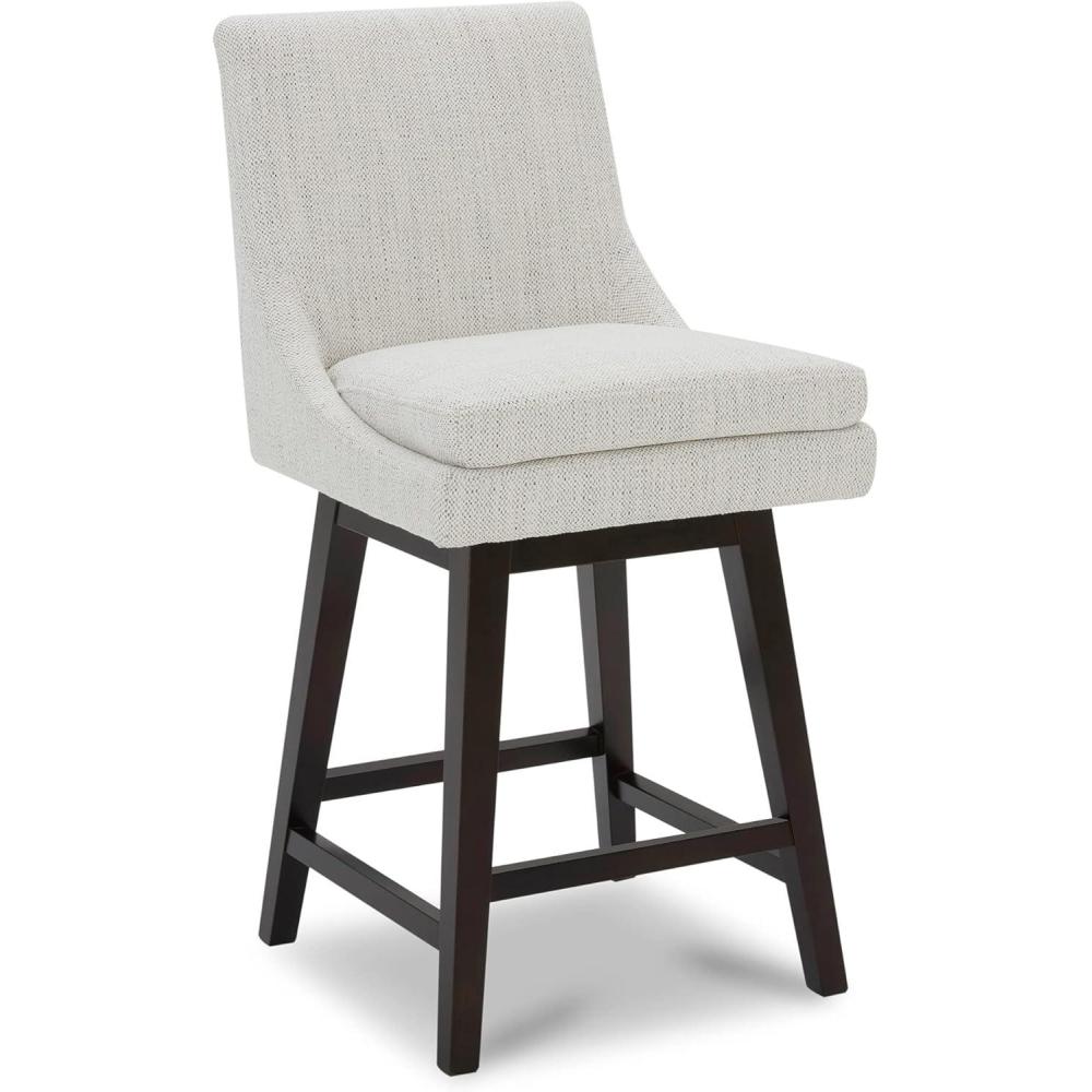 image:imageCHITA Counter Height Swivel Barstool with Back Set of 2 FSC Certified Upholstered Faux Leather Swivel Bar Stool 268 H Seat Height PU Leather in Retro BrownFabric in Ivory