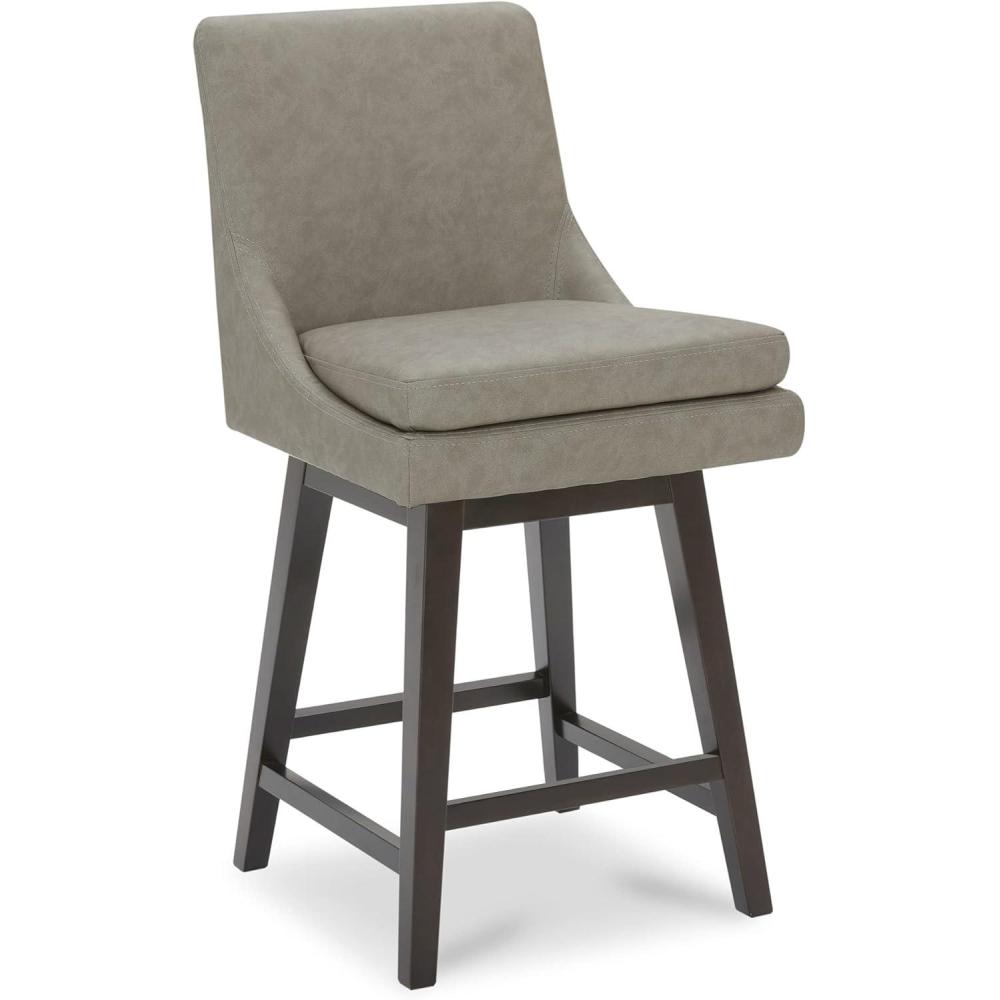 image:imageCHITA Counter Height Swivel Barstool with Back Set of 2 FSC Certified Upholstered Faux Leather Swivel Bar Stool 268 H Seat Height PU Leather in Retro BrownPu Leather in Stone Gray