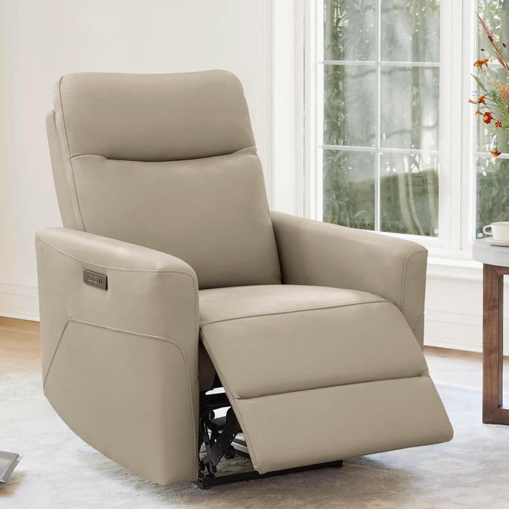 image:imageCHITA Genuine Leather Power Recliner Chair for Adults Electric Wall Hugger Recliner for Small Spaces Modern Living Room and RV Recliner Chair with Adjustable Power Headrest amp Charging Ports BrownGenuine Leather in Latte Tan