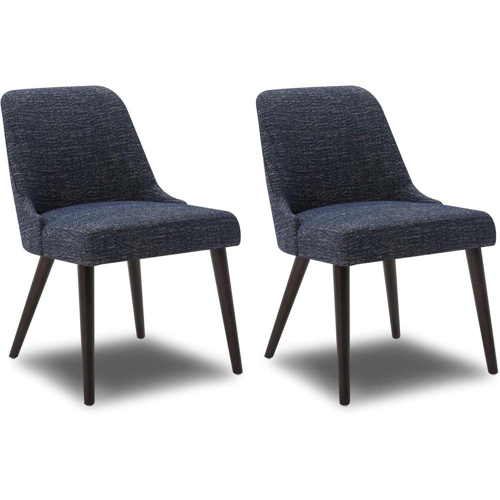 image:imageCHITA MidCentury Modern Dining Chair Upholstered Fabric Accent Chair for Dining Room Set of 2 Flax Beige in FabricDark Blue in Fabric
