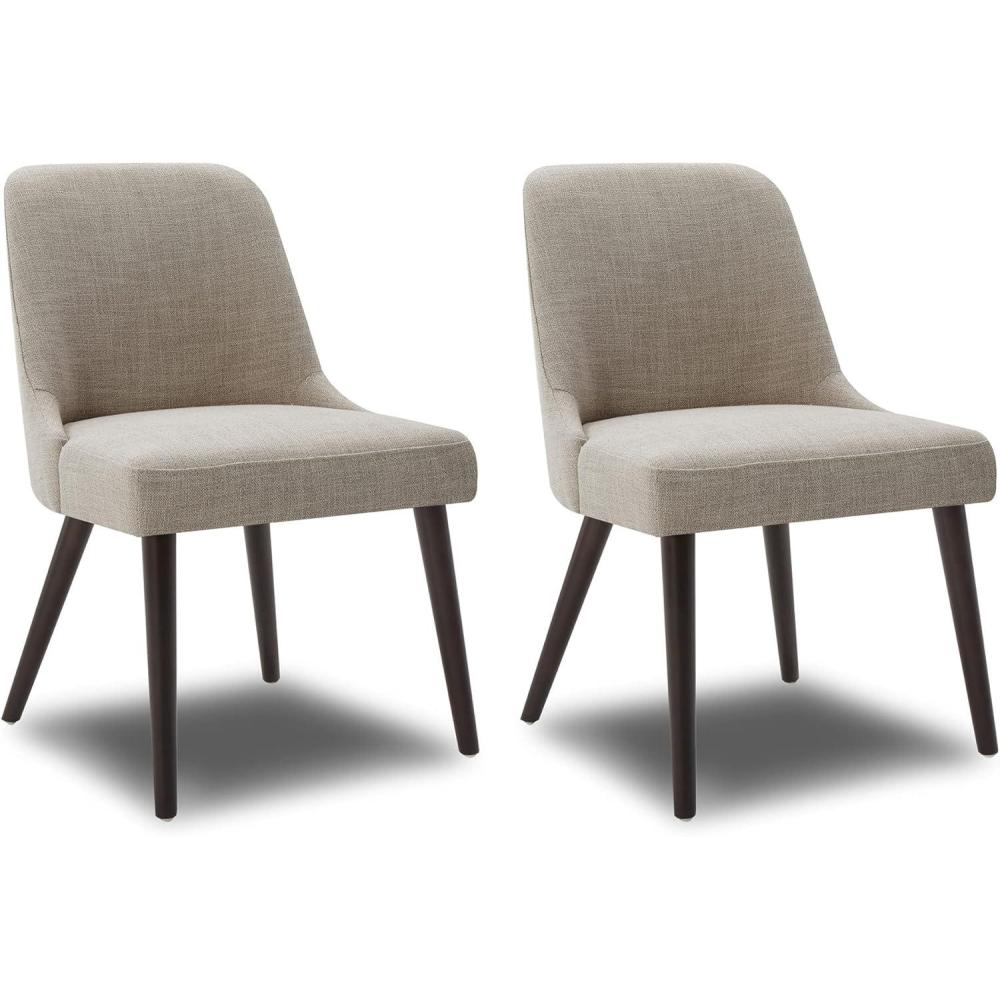 image:imageCHITA MidCentury Modern Dining Chair Upholstered Fabric Accent Chair for Dining Room Set of 2 Flax Beige in FabricFlax Beige in Fabric