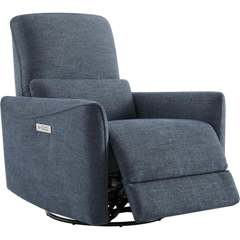 image:imageCHITA Power Recliner Chair Swivel Glider FSC Certified Upholstered Faux Leather Living Room Nursery Reclining Sofa Chair with Lumbar Support Cognac BrownInk Bluefabric