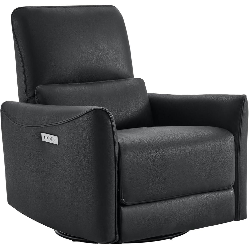 image:imageCHITA Power Recliner Chair Swivel Glider FSC Certified Upholstered Faux Leather Living Room Nursery Reclining Sofa Chair with Lumbar Support Cognac BrownBlackfaux Leather