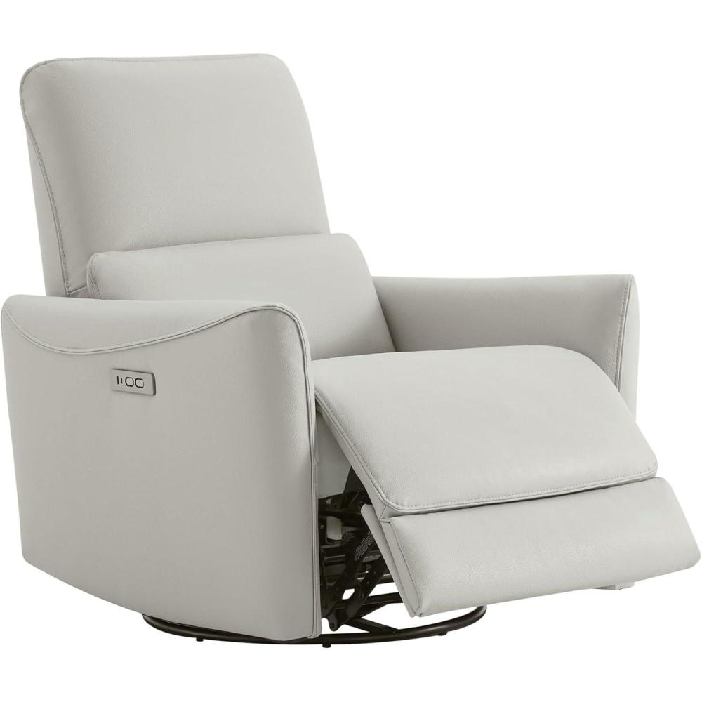 image:imageCHITA Power Recliner Chair Swivel Glider FSC Certified Upholstered Faux Leather Living Room Nursery Reclining Sofa Chair with Lumbar Support Cognac BrownCreamfaux Leather