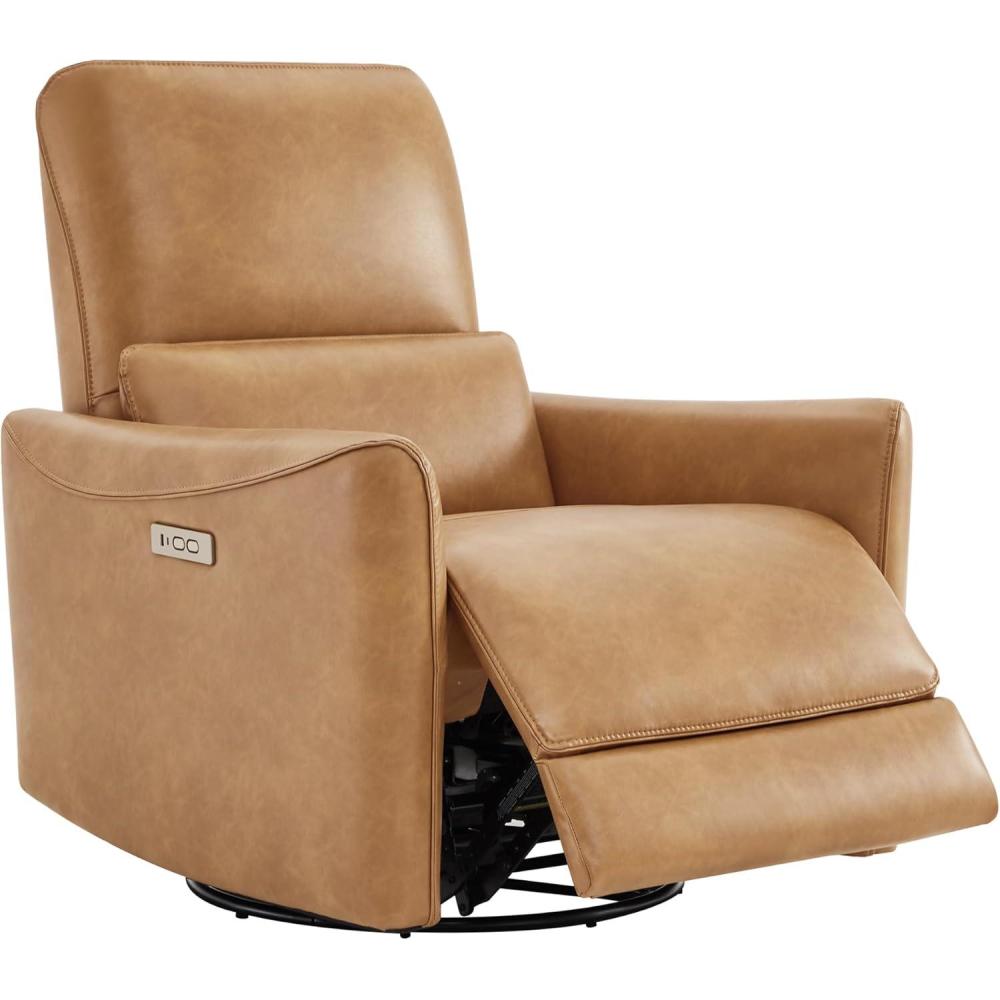 image:imageCHITA Power Recliner Chair Swivel Glider FSC Certified Upholstered Faux Leather Living Room Nursery Reclining Sofa Chair with Lumbar Support Cognac BrownCognac Brownfaux Leather